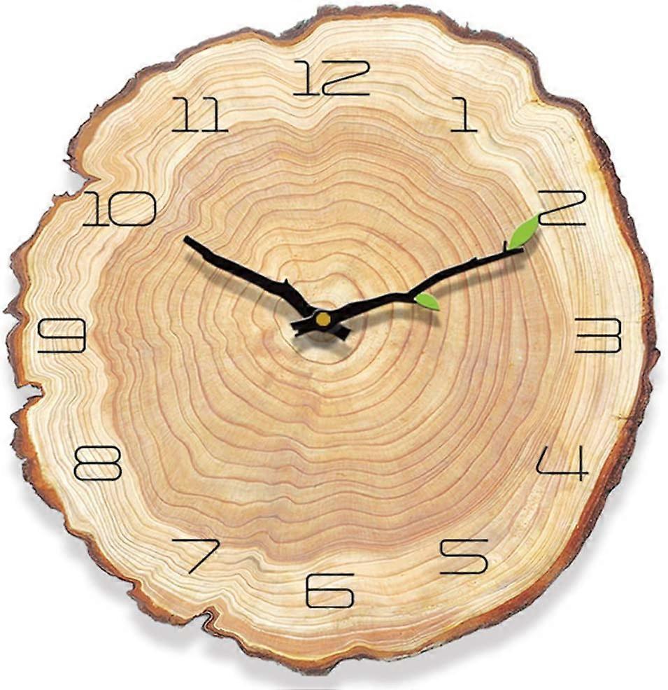Silent Vintage Wall Clock Wood Wall Clock, Kitchen Wall Clock, Retro Vintage Wall Clock for Home Living Room Kitchen 28x30cm - Image 1