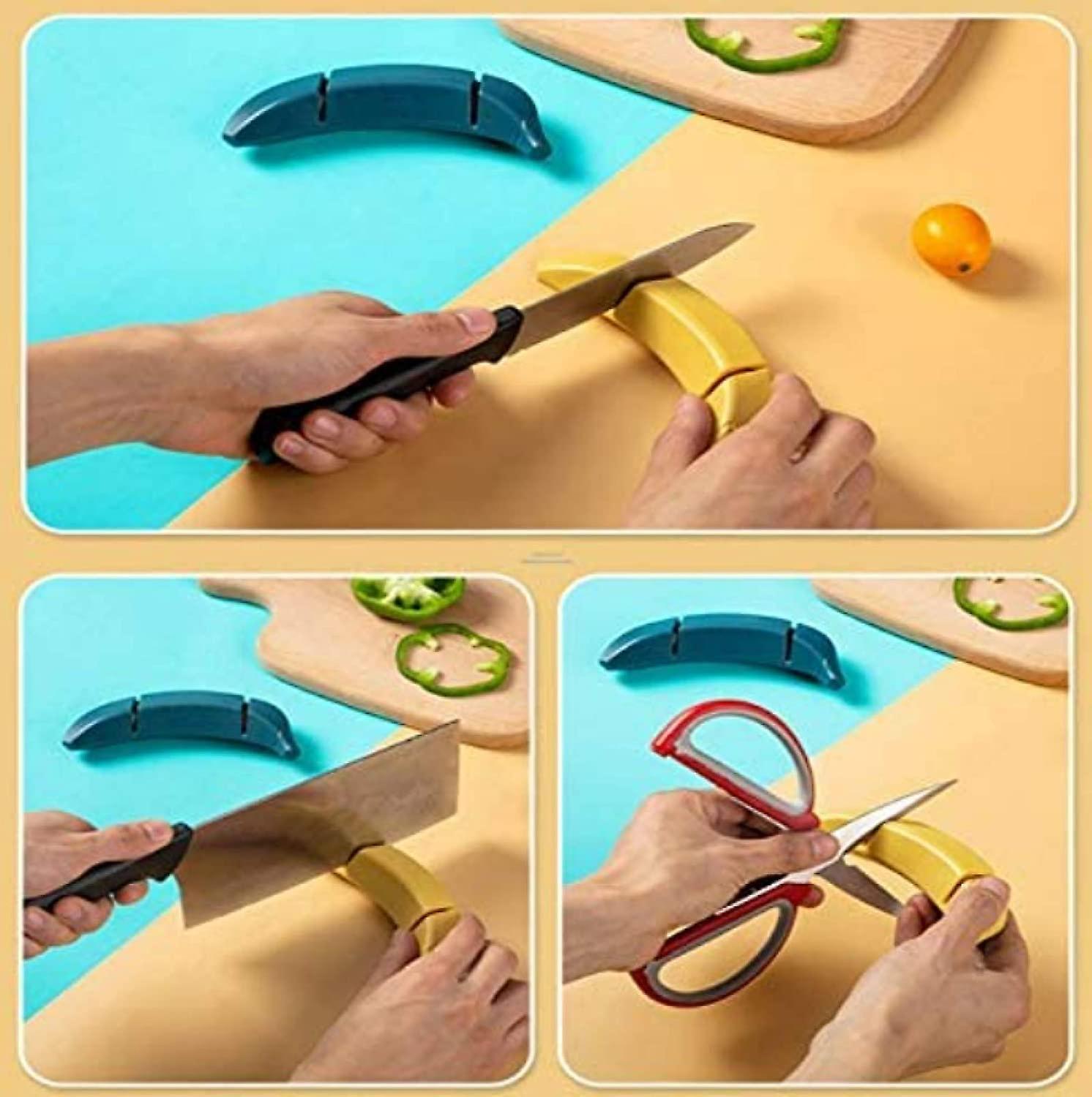 Knife Sharpener, Manual Knife Sharpener, Kitchen Knife Sharpener, Two-stage Knife Sharpener, Banana - Image 5