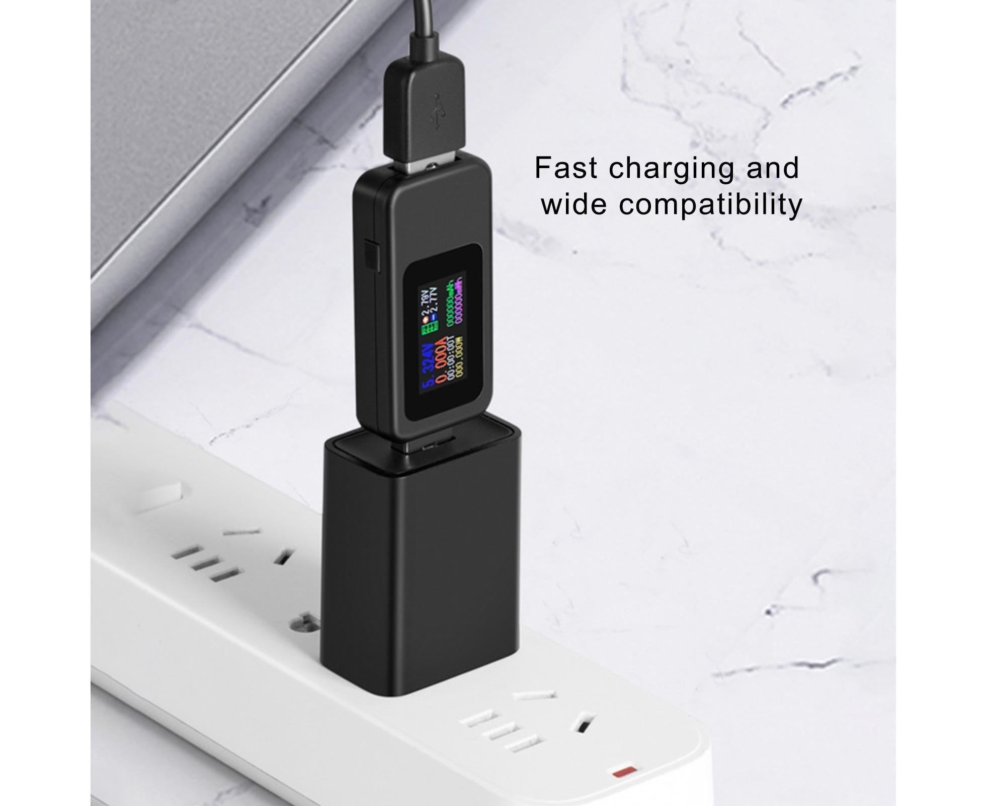 USB Tester LCD Digital Display Rapid Identification Plug And Play 160-Degree Wide Viewing Angle 65W/120W Charger Tester for Mobile Phone - Black - Image 3