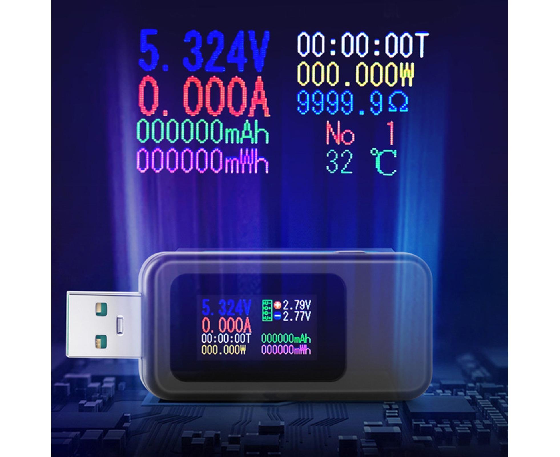 USB Tester LCD Digital Display Rapid Identification Plug And Play 160-Degree Wide Viewing Angle 65W/120W Charger Tester for Mobile Phone - Black - Image 5