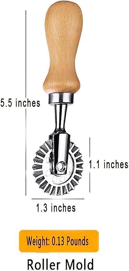 Ravioli Cutter Stamps with Roller Wheel Round Mold with Wooden Handle and Fluted Edge Pasta Press - Image 2