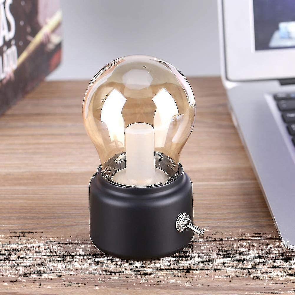 Retro Led Night Light Usb Rechargeable Table Lamp Bedside Lamp For Bedroom, Hallway, Kitchen,(black) - Image 2