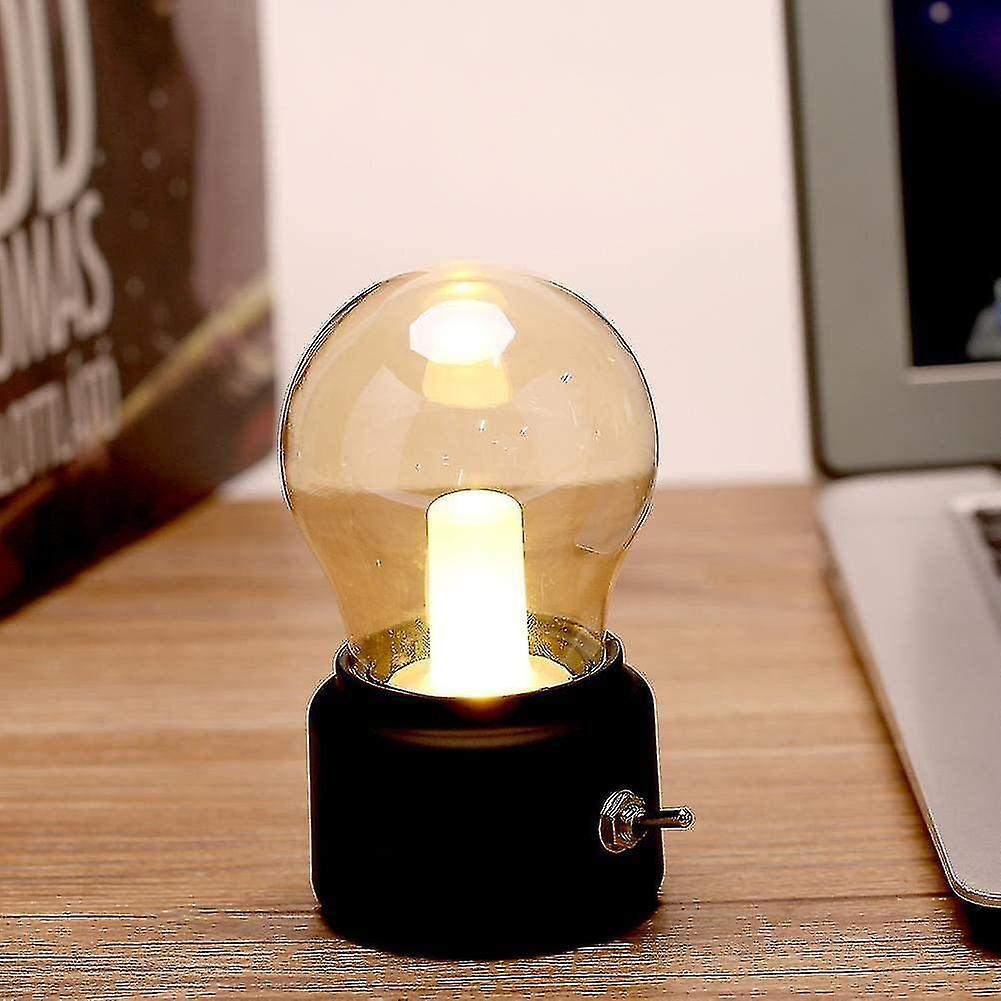 Retro Led Night Light Usb Rechargeable Table Lamp Bedside Lamp For Bedroom, Hallway, Kitchen,(black) - Image 3