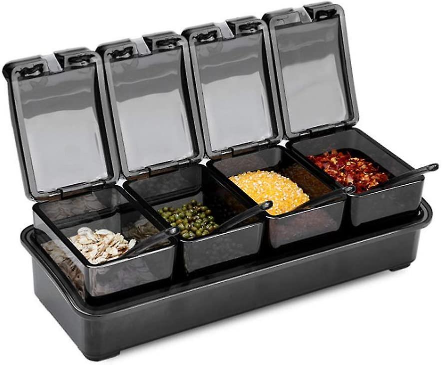 Set Of Condiment Boxes With 4 Removable Compartments For The Kitchen, Condiments - Image 1