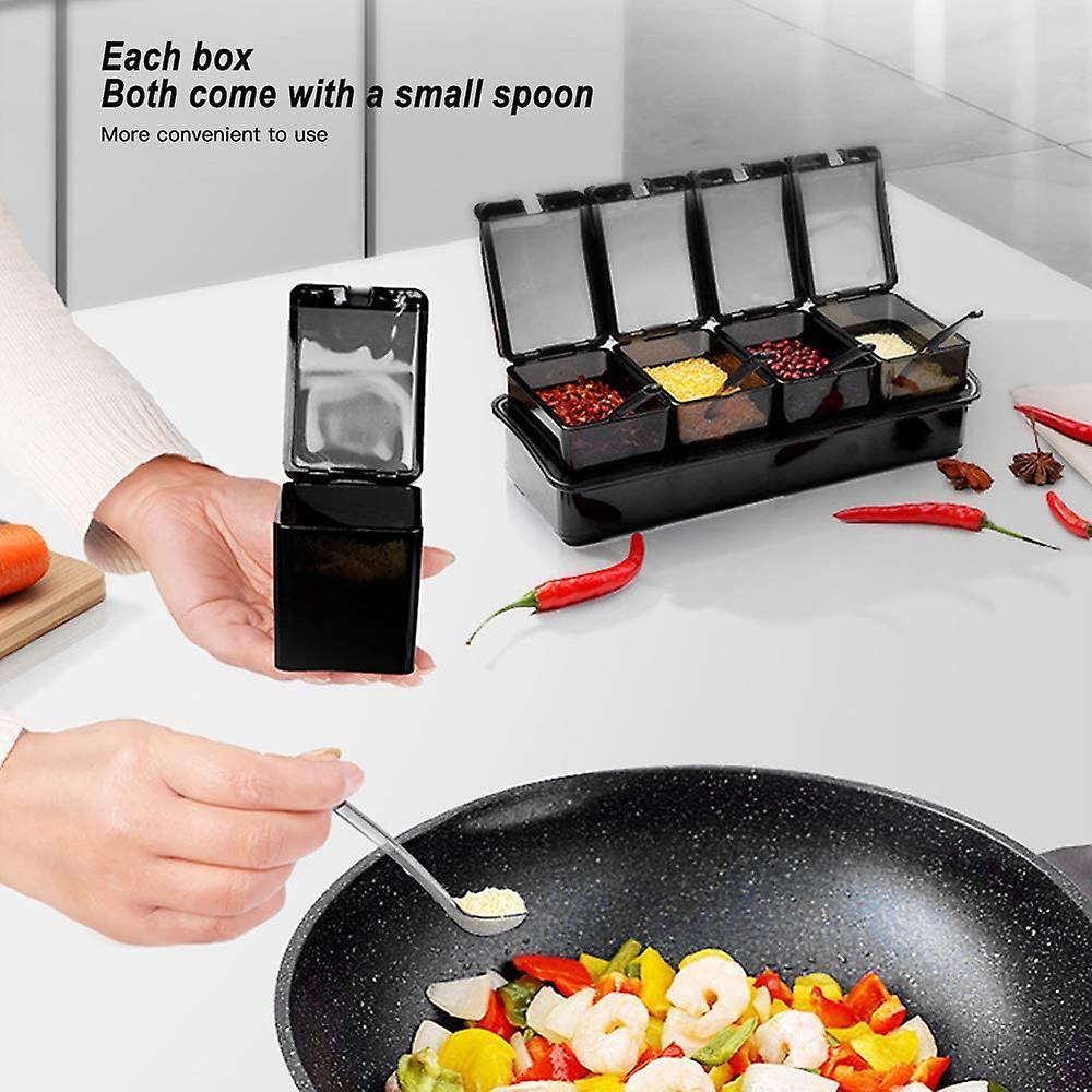Set Of Condiment Boxes With 4 Removable Compartments For The Kitchen, Condiments - Image 3
