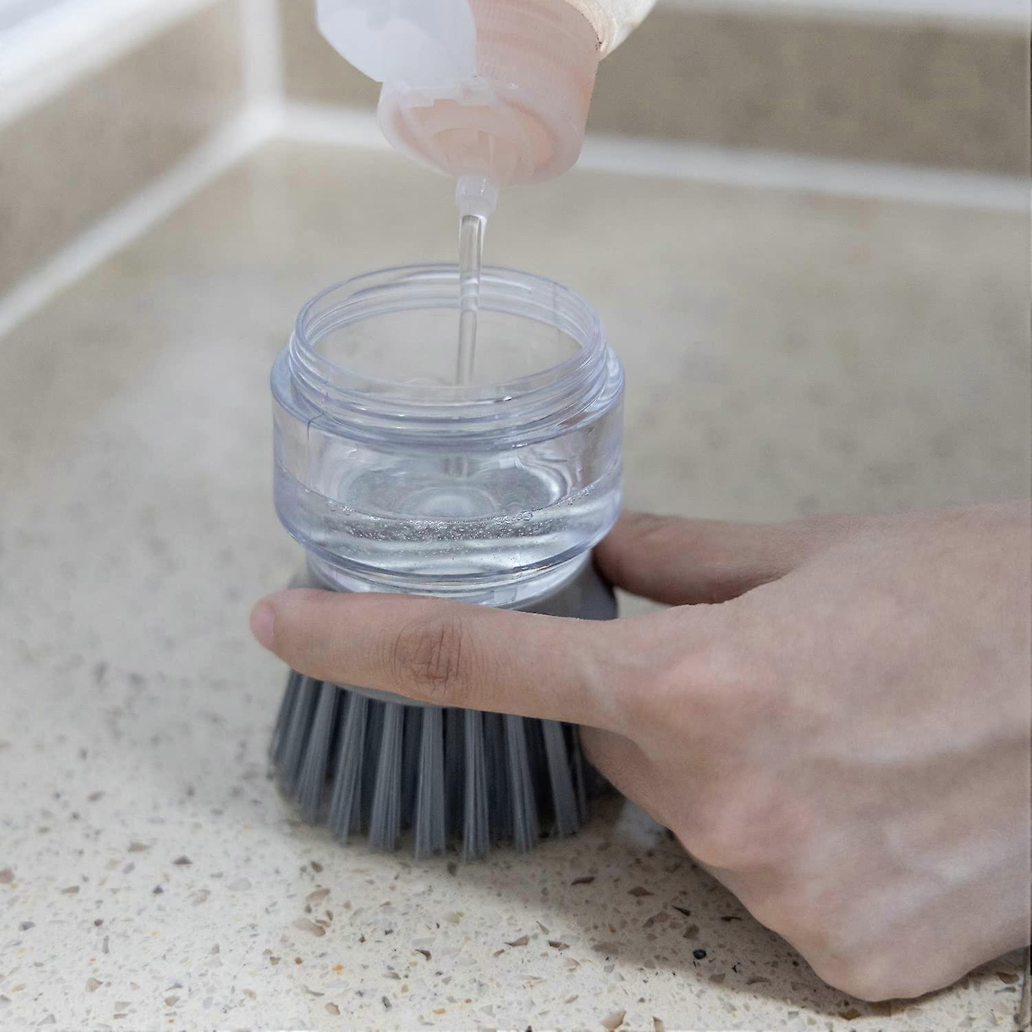 Soap Brush with Organizer, Kitchen Dish Brush Set for Cleaning Pots and Pans (Grey) - Image 4