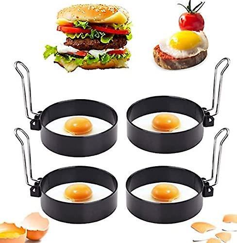 Stainless Steel Egg Rings, Omelette Mold, Non-Stick Egg Rings with Folding Handles, Round Egg Rings - Image 1