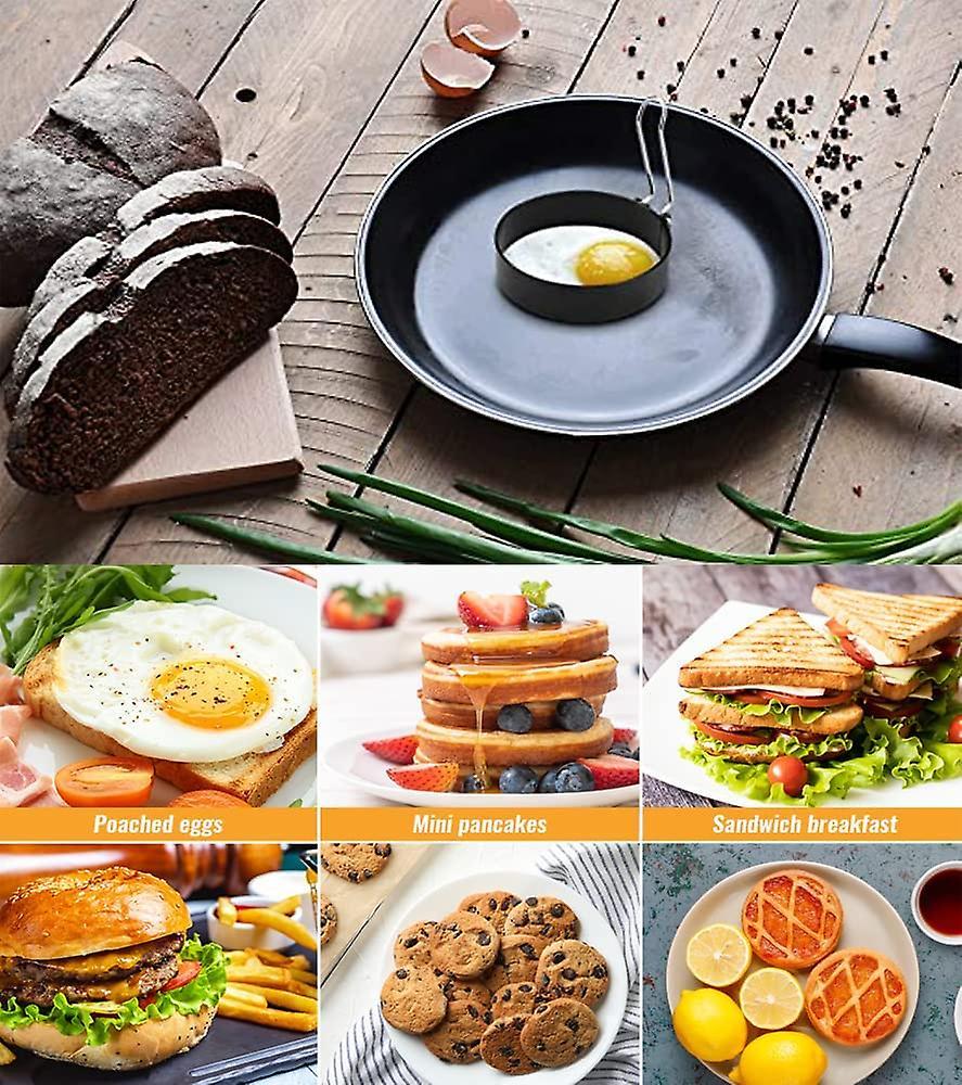 Stainless Steel Egg Rings, Omelette Mold, Non-Stick Egg Rings with Folding Handles, Round Egg Rings - Image 4
