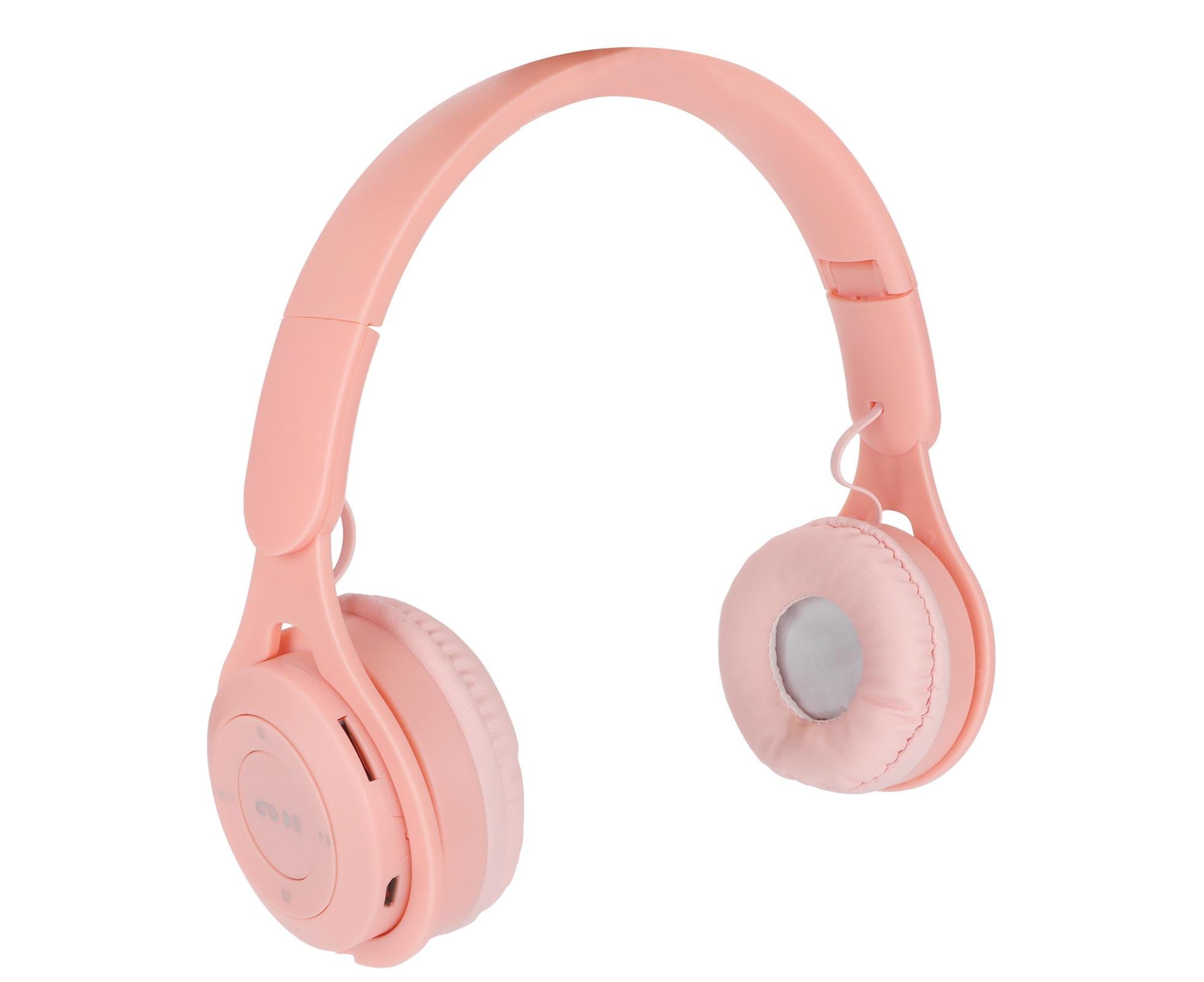 Y08 babies Headphone Macaron Stylish Stereo Sound Foldable Plug in Card Bluetooth Over Ear Headphones Pink - Image 1