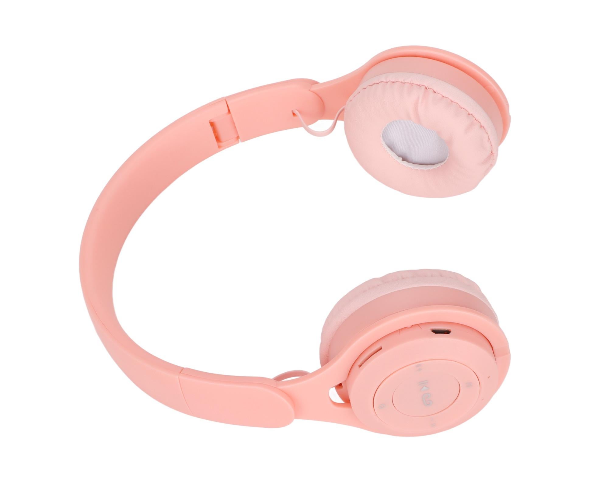 Y08 babies Headphone Macaron Stylish Stereo Sound Foldable Plug in Card Bluetooth Over Ear Headphones Pink - Image 4