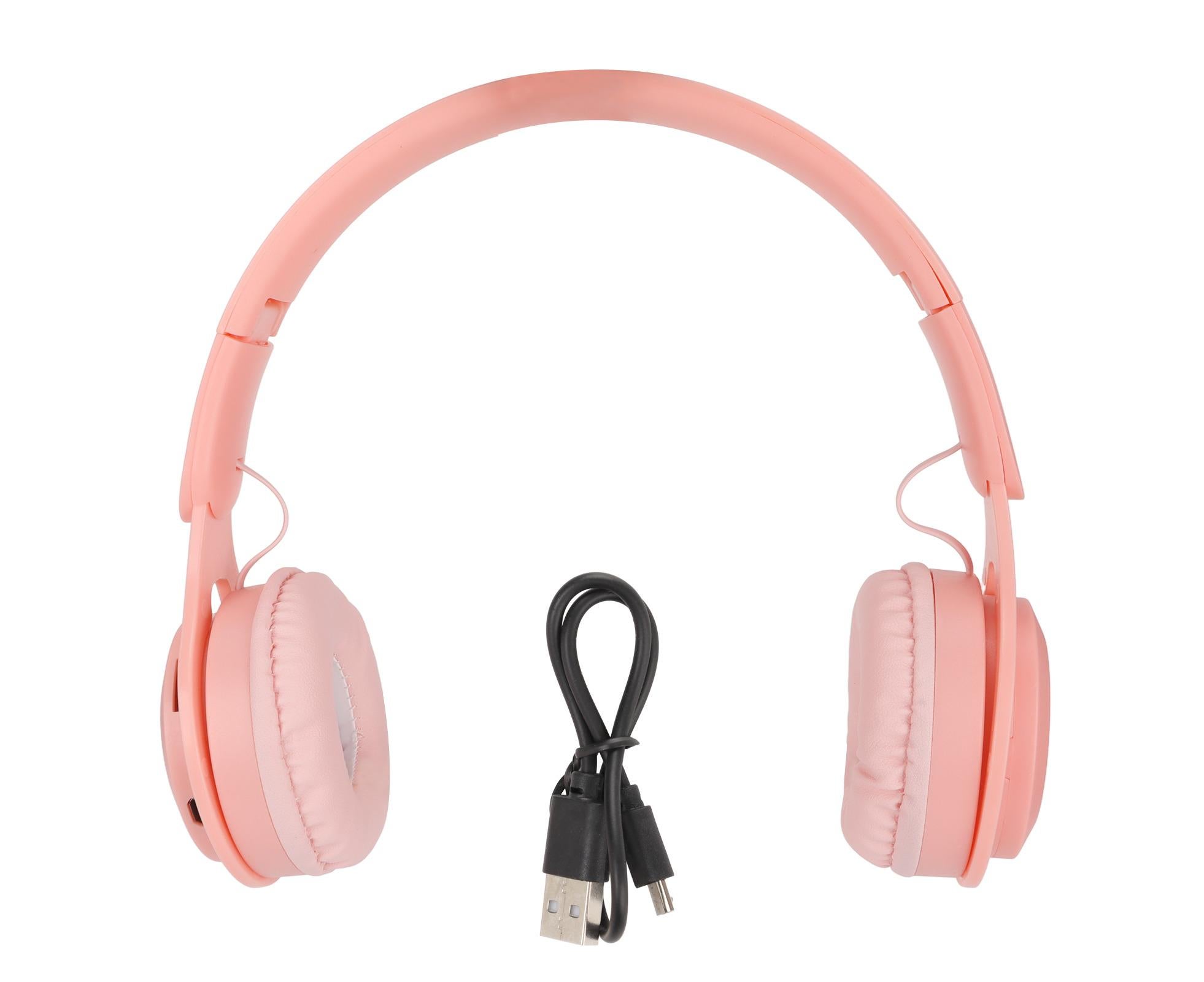 Y08 babies Headphone Macaron Stylish Stereo Sound Foldable Plug in Card Bluetooth Over Ear Headphones Pink - Image 7