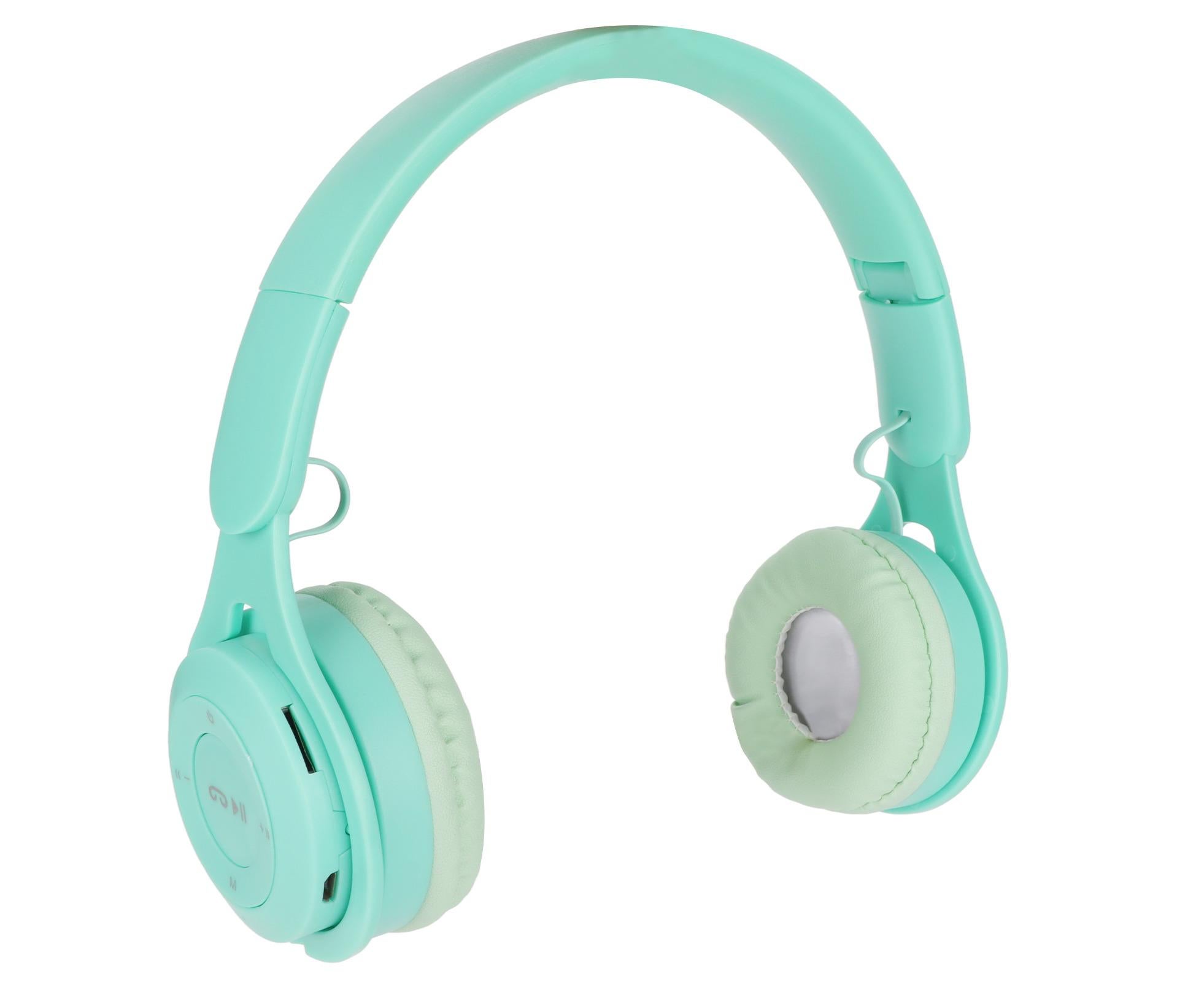 Y08 babies Headphone Macaron Stylish Stereo Sound Foldable Plug in Card Bluetooth Over Ear Headphones Green - Image 2