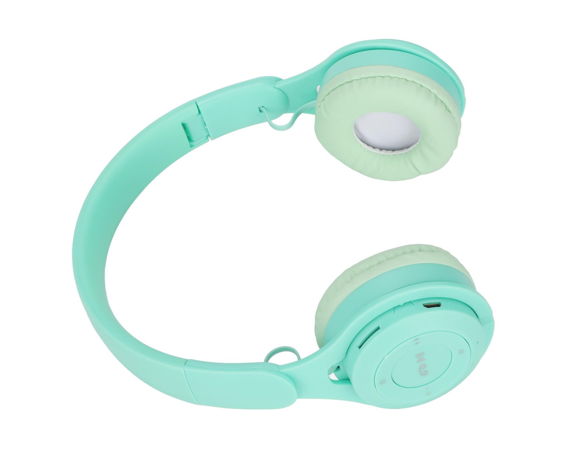 Y08 babies Headphone Macaron Stylish Stereo Sound Foldable Plug in Card Bluetooth Over Ear Headphones Green - Image 3