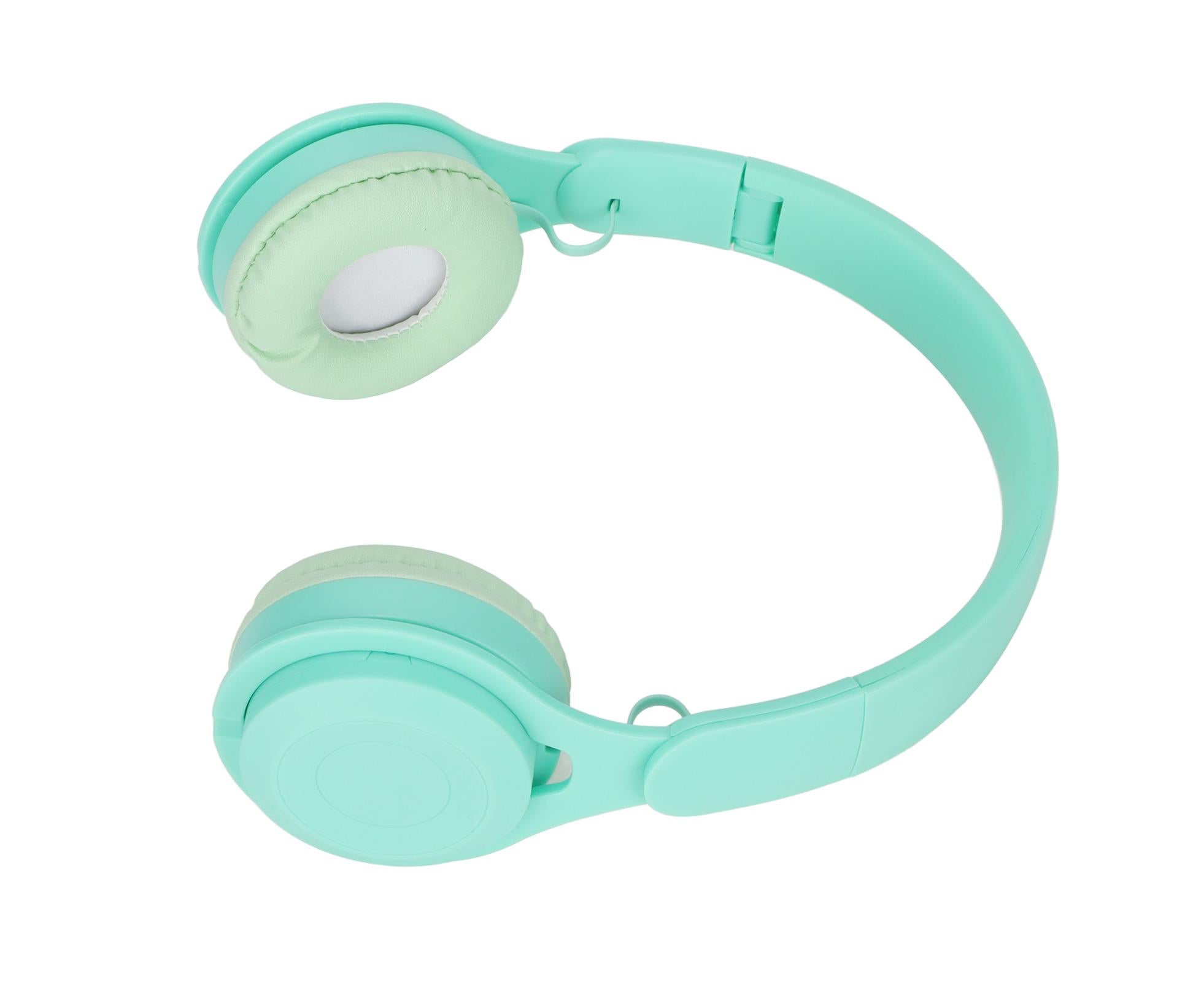 Y08 babies Headphone Macaron Stylish Stereo Sound Foldable Plug in Card Bluetooth Over Ear Headphones Green - Image 4