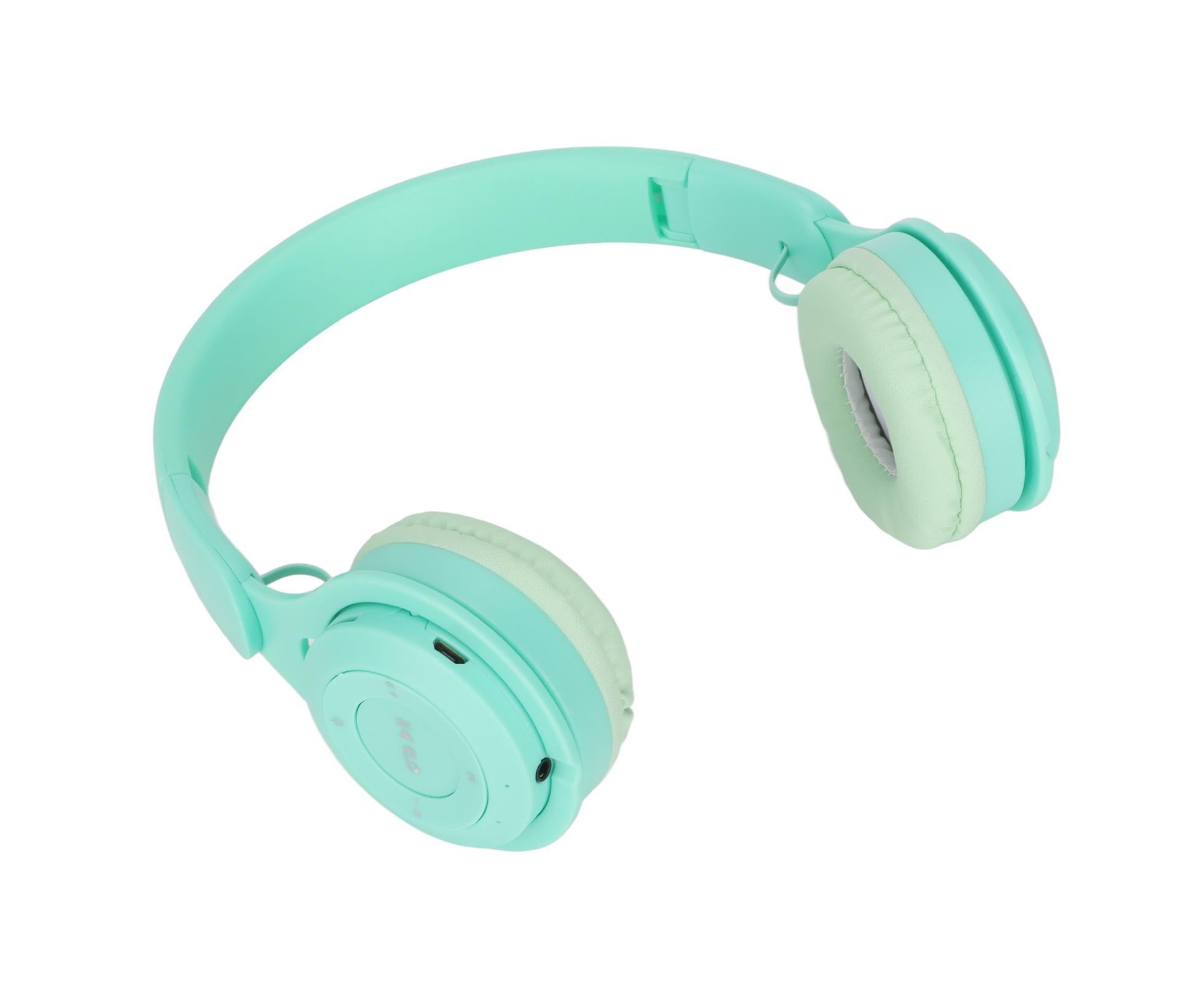 Y08 babies Headphone Macaron Stylish Stereo Sound Foldable Plug in Card Bluetooth Over Ear Headphones Green - Image 6