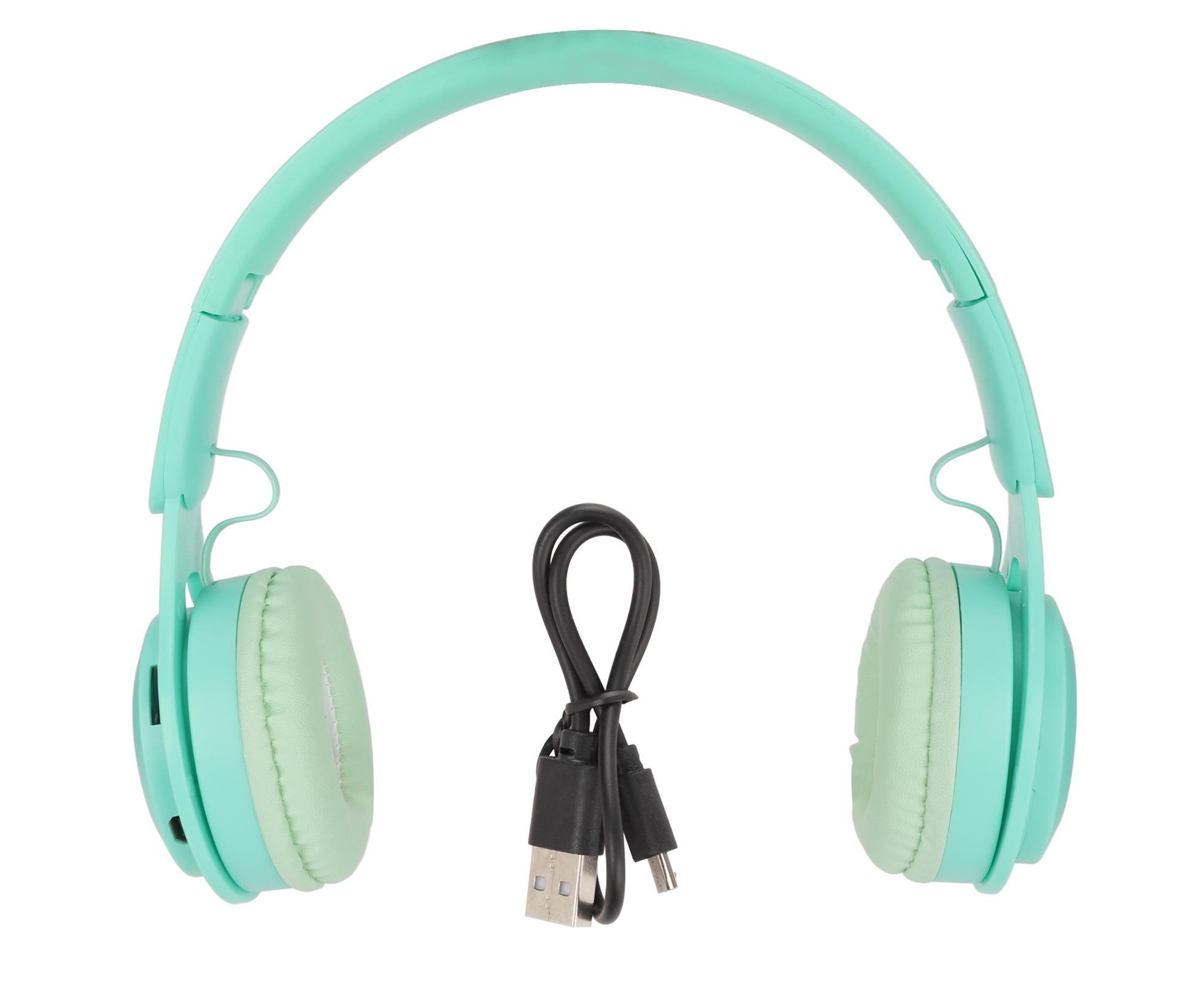 Y08 babies Headphone Macaron Stylish Stereo Sound Foldable Plug in Card Bluetooth Over Ear Headphones Green - Image 7