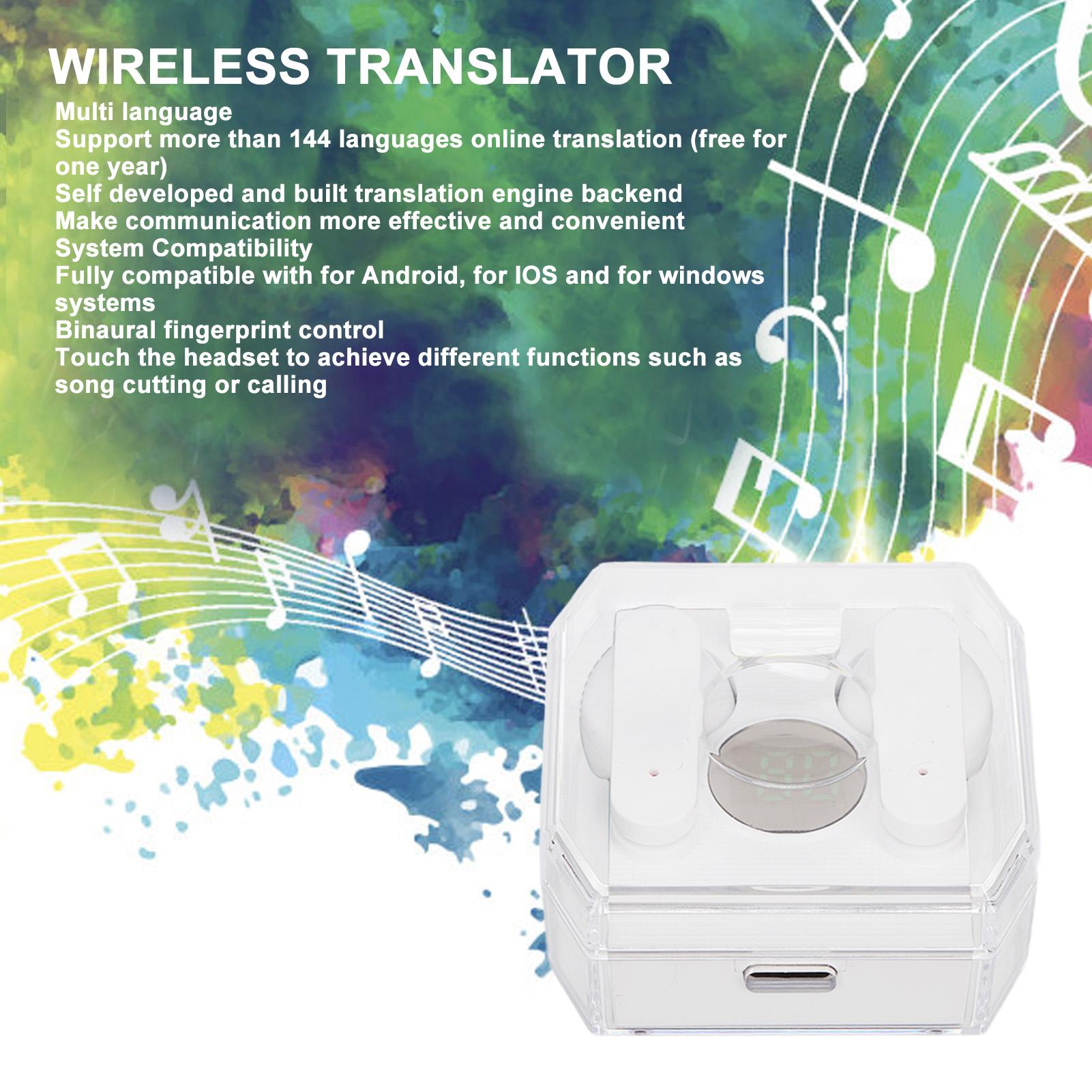 Language Translator Earbuds Bluetooth 5.3 144 Languages Online Translation Translator Earphones for Music and Calling White - Image 3