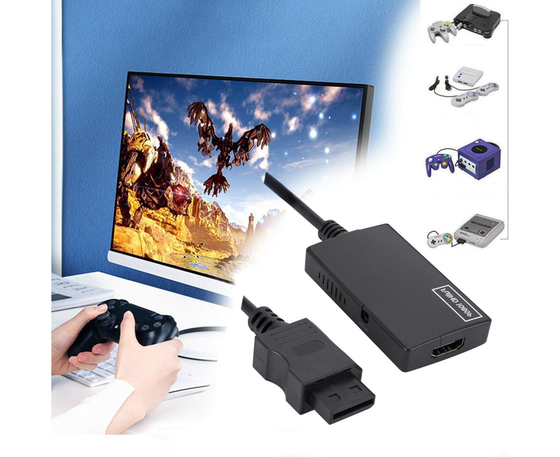WII2 to HDMI-compatible Converter Portable 3.5mm Audio Jack Plug and Play High Clarity WII2 to HDMI-compatible Adapter for TV - Black - Image 1