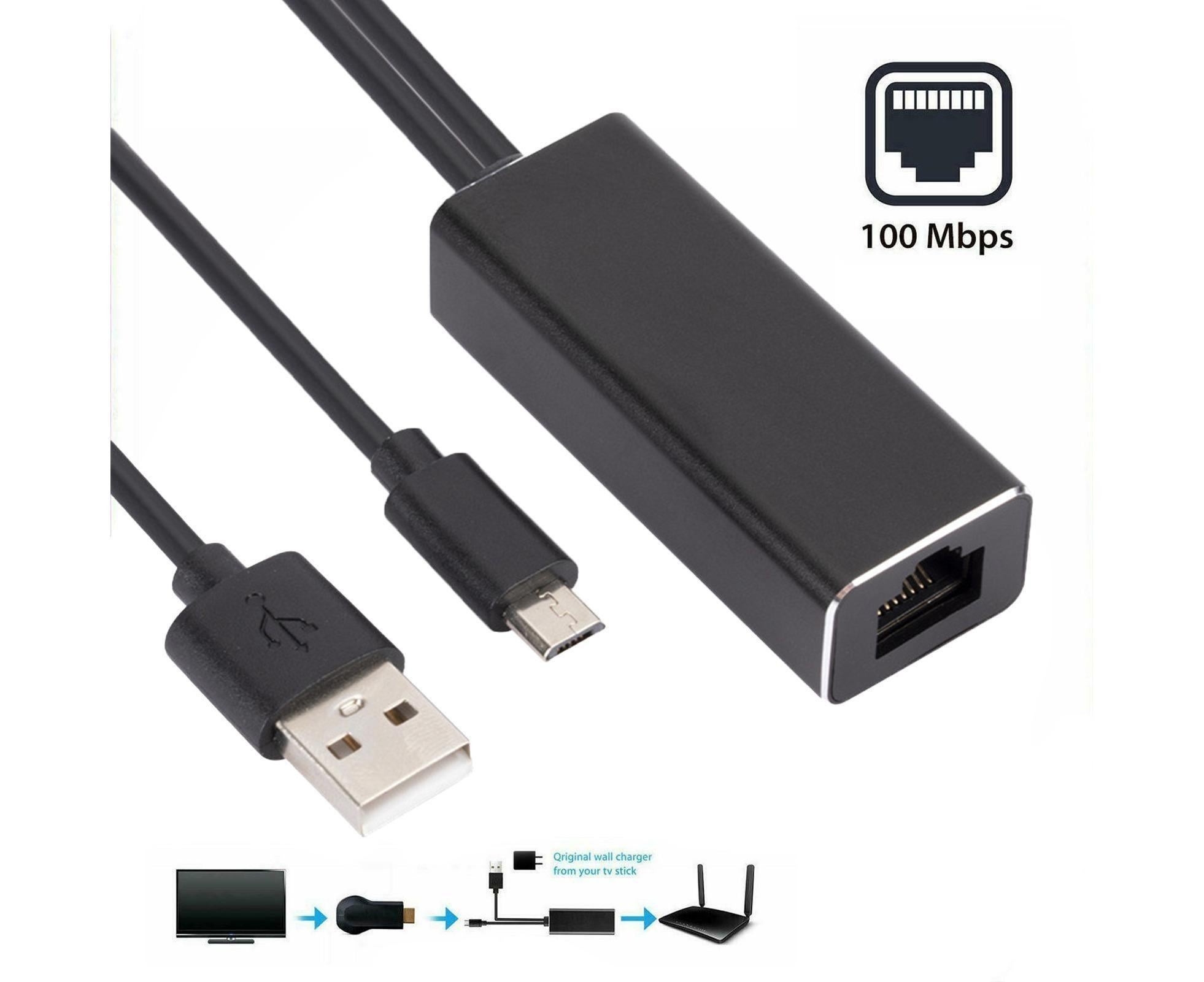 Wired Network Card High-speed Anti-interference Plug Play Micro USB2.0 10/100Mbps External WiFi Network Card for Desktop - Black - Image 1