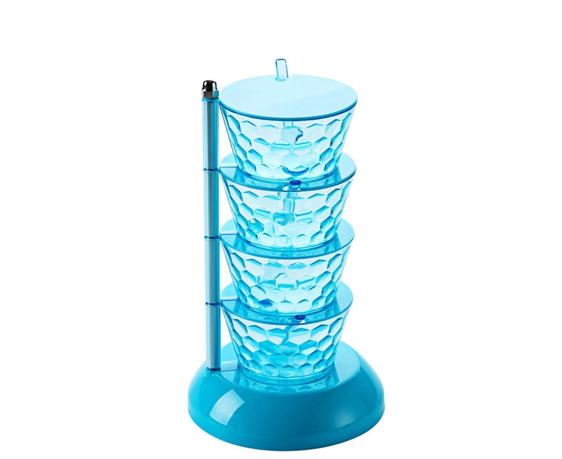 Kitchen Seasoning Bottles Boxes Plastic Frame Rotating Condiment Storage Rack-Light Blue 4 Layers - Image 1