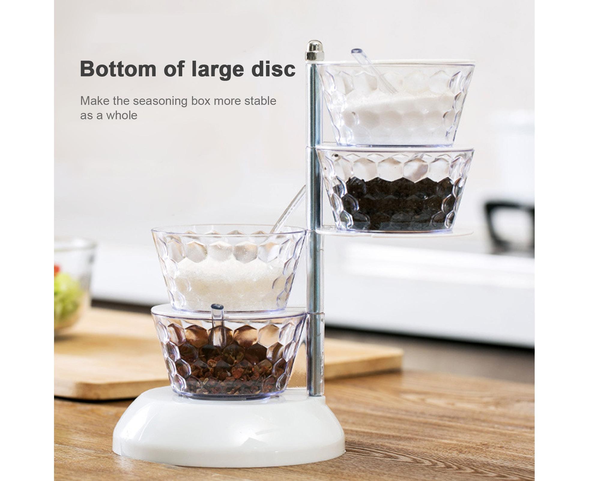 Kitchen Seasoning Bottles Boxes Plastic Frame Rotating Condiment Storage Rack-Light Blue 4 Layers - Image 7