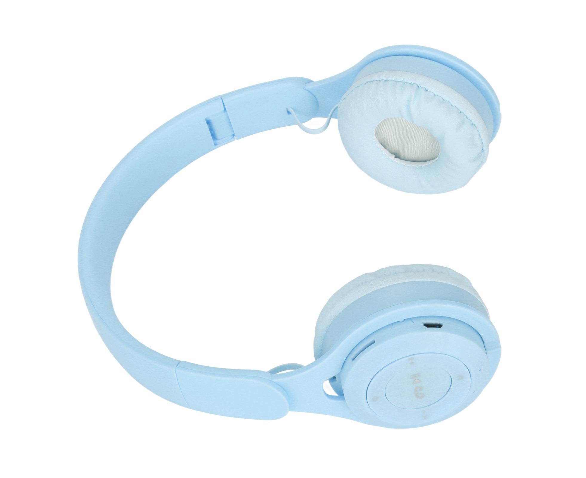 Y08 babies Headphone Macaron Stylish Stereo Sound Foldable Plug in Card Bluetooth Over Ear Headphones Blue - Image 4
