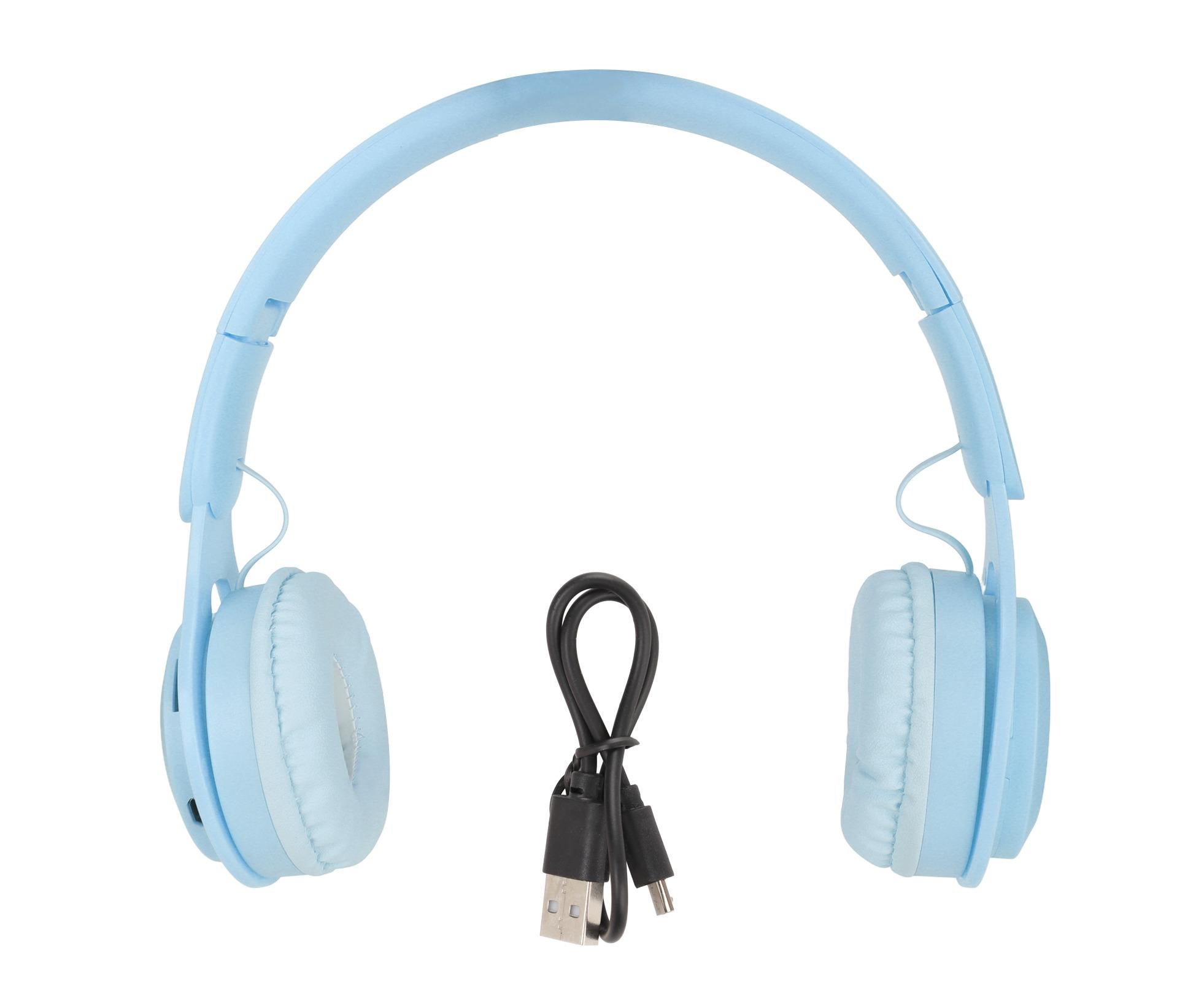 Y08 babies Headphone Macaron Stylish Stereo Sound Foldable Plug in Card Bluetooth Over Ear Headphones Blue - Image 7