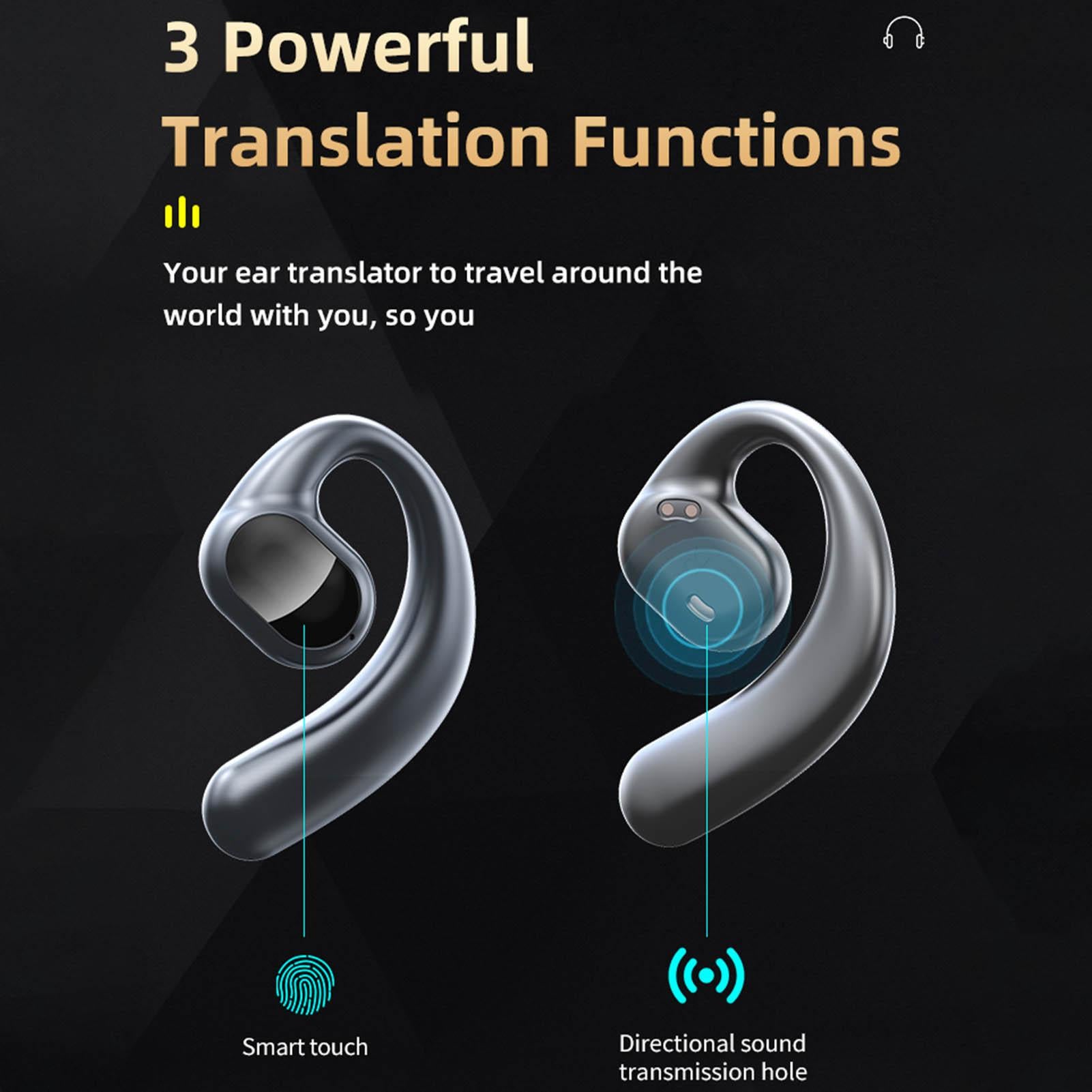 Language Translator Earbuds Multifunction Noise Reduction 144 Kinds Languages Real Time Translation Headphone Black - Image 5