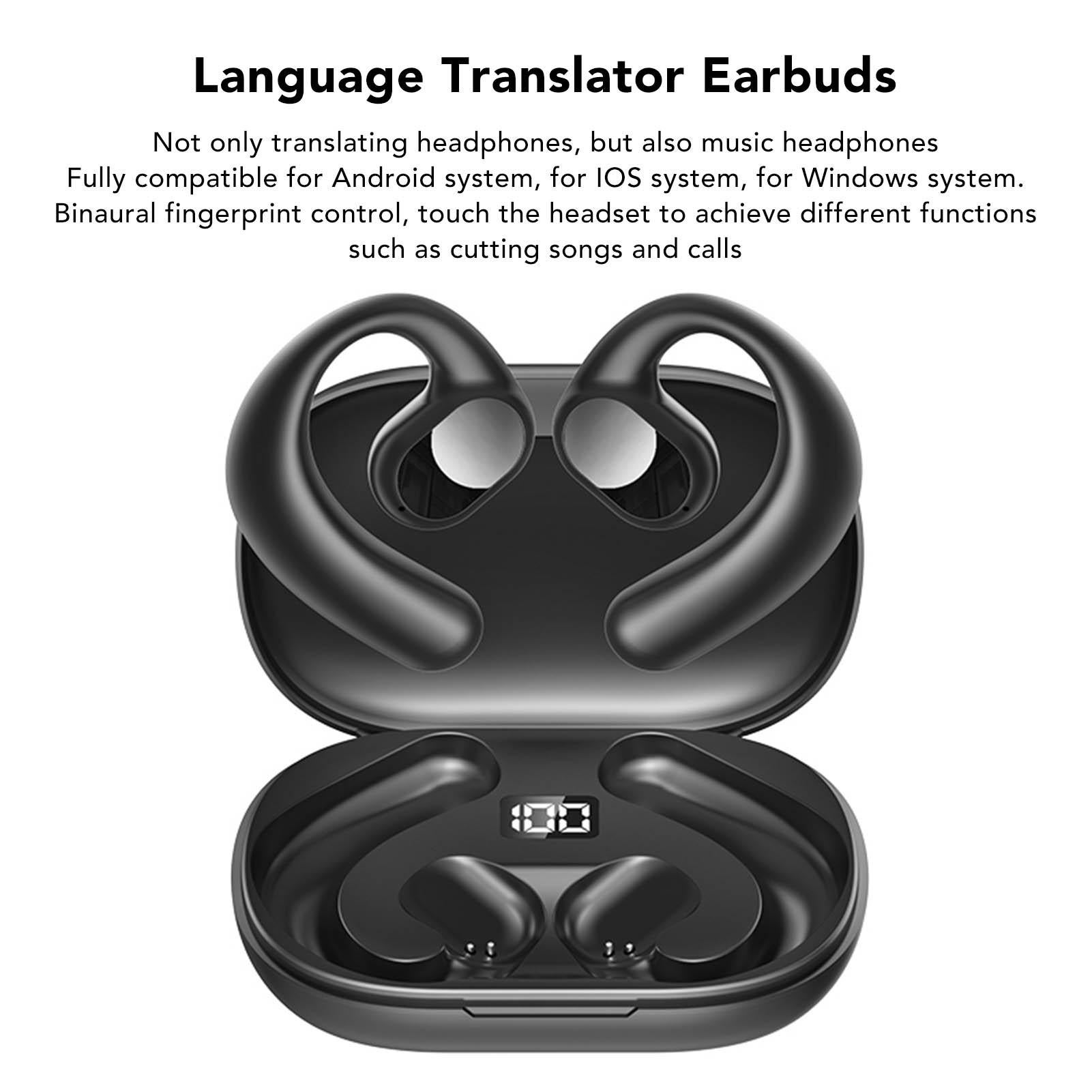 Language Translator Earbuds Multifunction Noise Reduction 144 Kinds Languages Real Time Translation Headphone Black - Image 6