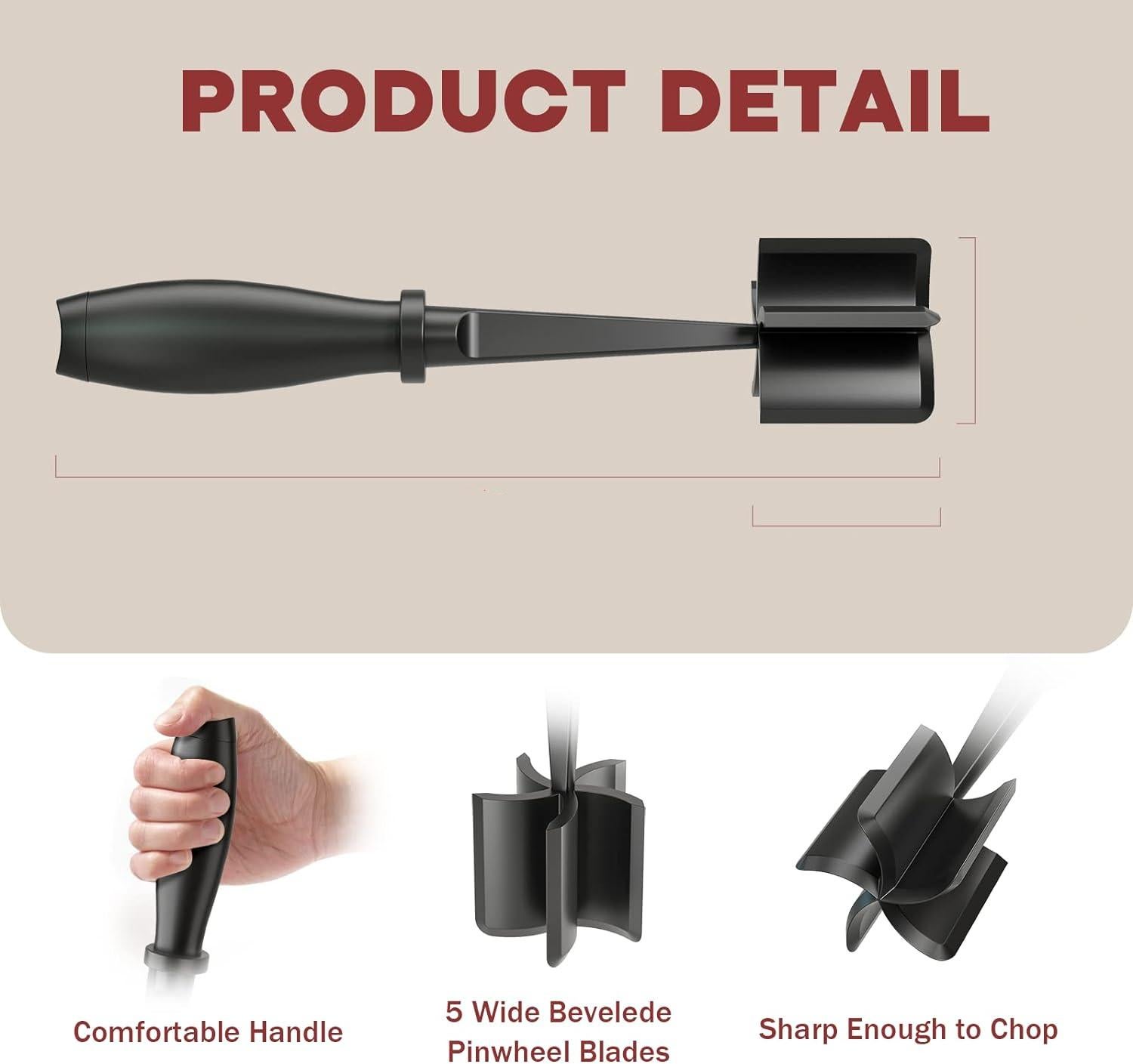 Meat Grinder, Hamburger Grinder, Masher and Burger Masher Premium Heat Resistant Burger Meat Grinder - Image 2