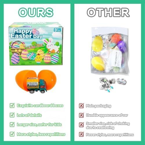 12Pcs Easter Eggs with Mini Pull-Back Cars, Stuffed Easter Eggs, for Boys and Girls - Image 6