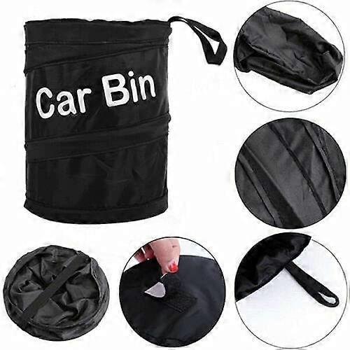 Black Portable Collapsible Car Bin | Trash Can| Bin| Car Bin | Car Accessories | Rubbish Bin | Car Gadgets | Storage Basket | Pop-up Leak Proof Trash - Image 1
