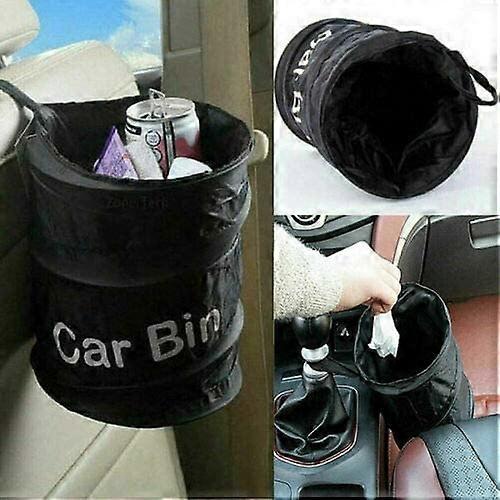 Black Portable Collapsible Car Bin | Trash Can| Bin| Car Bin | Car Accessories | Rubbish Bin | Car Gadgets | Storage Basket | Pop-up Leak Proof Trash - Image 2
