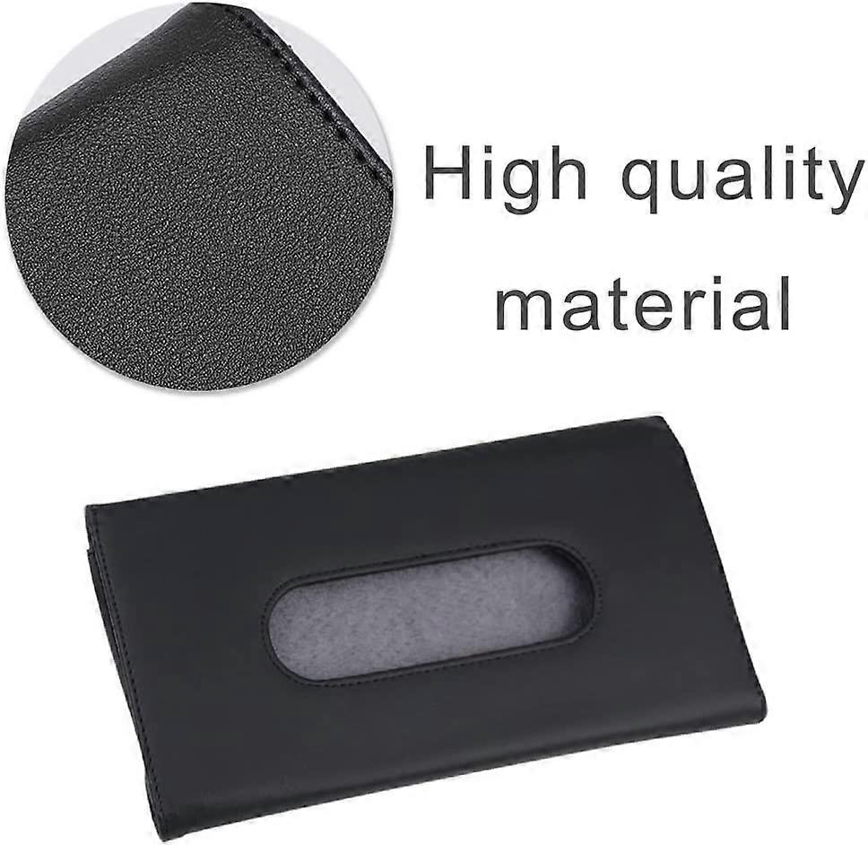 Car Visor Tissue Box Multifunctional Car Tissue Holder PU Leather Backseat Sun Visor Tissue Holder for Car Accessories (black) - Image 3