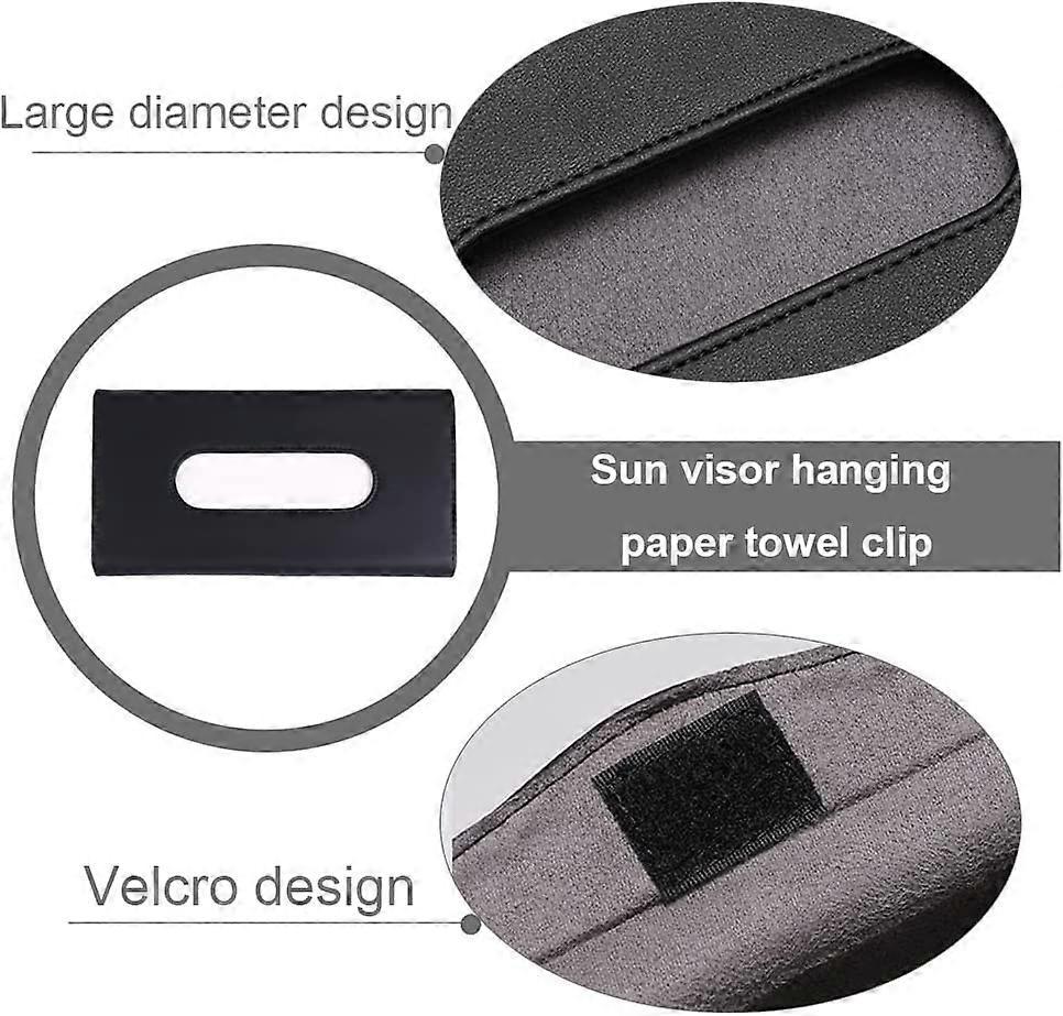 Car Visor Tissue Box Multifunctional Car Tissue Holder PU Leather Backseat Sun Visor Tissue Holder for Car Accessories (black) - Image 4