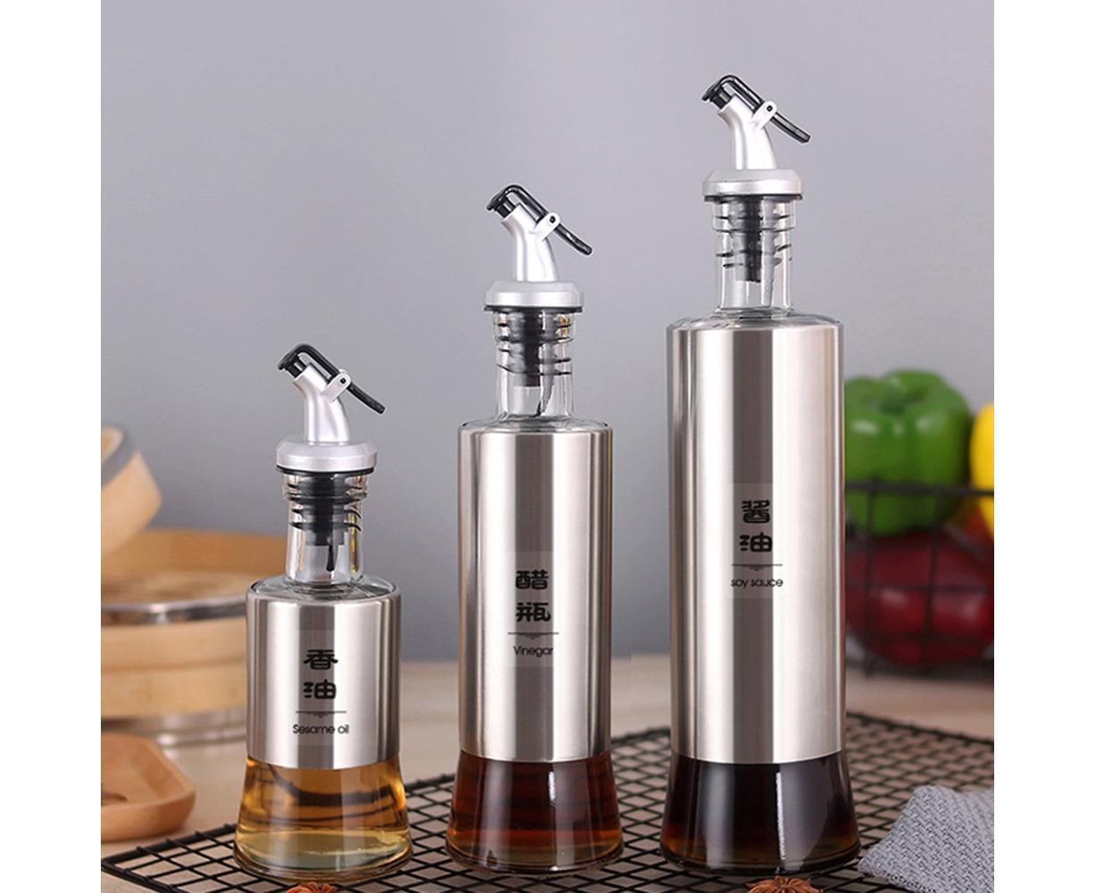 200/350/500ml Stainless Steel Oil Vinegar Bottle Dispenser Cruet Kitchen Gadget-200ML - Image 2