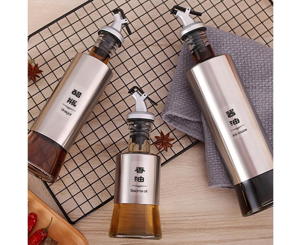 200/350/500ml Stainless Steel Oil Vinegar Bottle Dispenser Cruet Kitchen Gadget-200ML - Image 3