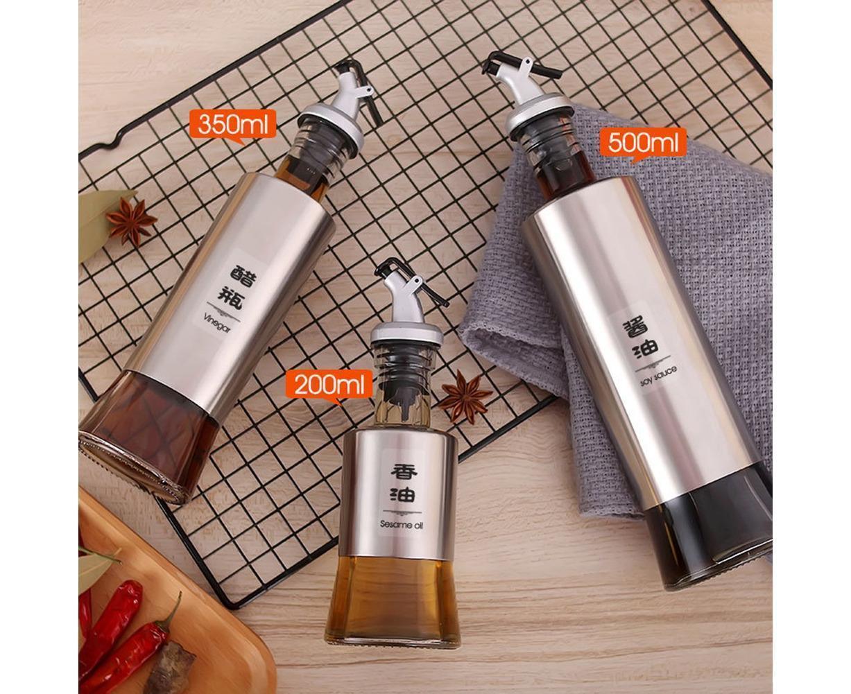 200/350/500ml Stainless Steel Oil Vinegar Bottle Dispenser Cruet Kitchen Gadget-200ML - Image 5