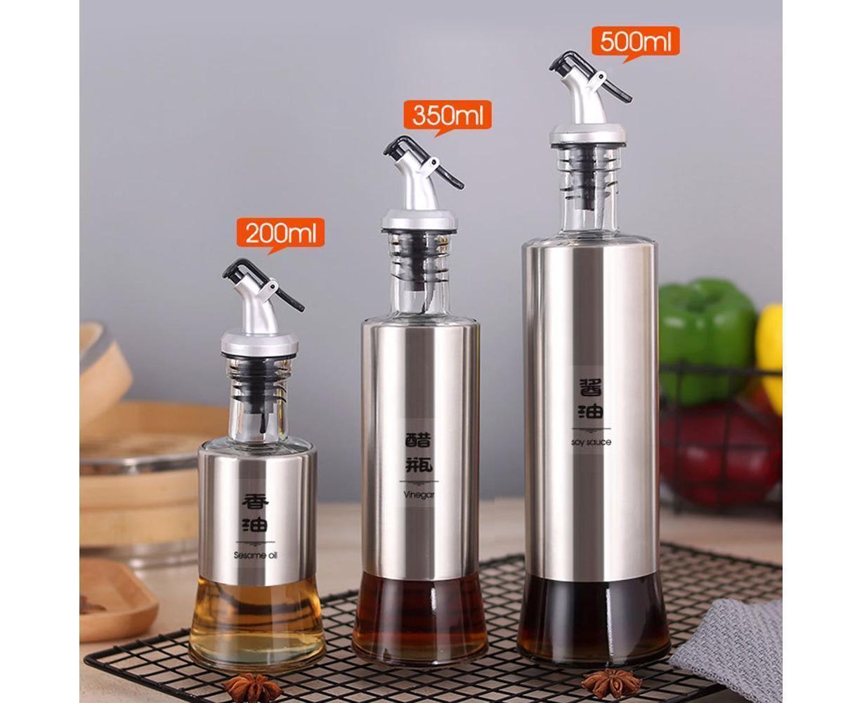 200/350/500ml Stainless Steel Oil Vinegar Bottle Dispenser Cruet Kitchen Gadget-200ML - Image 6
