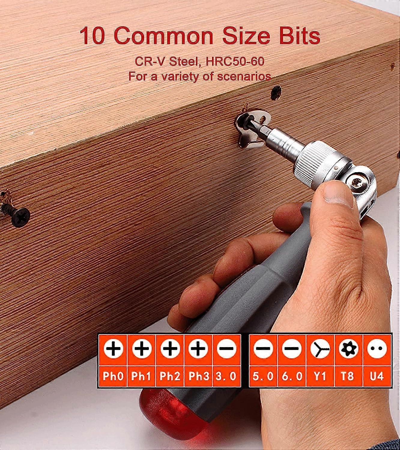Ratchet Screwdriver with gripic Multi Bit, 10 in 1, Small Pocket Mini Screwdriver, Suitable for Home and Interior Car Accessory, Red, 1 Piece - Image 5