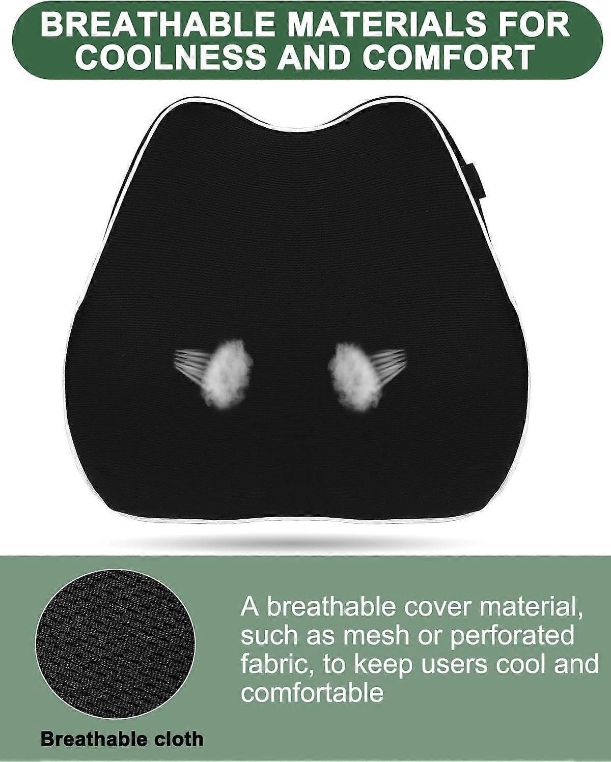Comfort Lumbar Support Cushion Back Support Pillow Breathable Vehicle Seat Back Support Black - Image 4