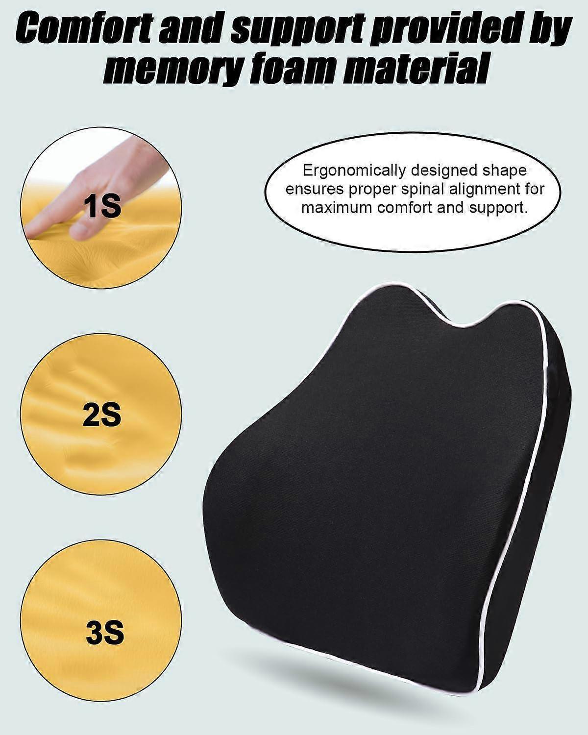 Comfort Lumbar Support Cushion Back Support Pillow Breathable Vehicle Seat Back Support Black - Image 5