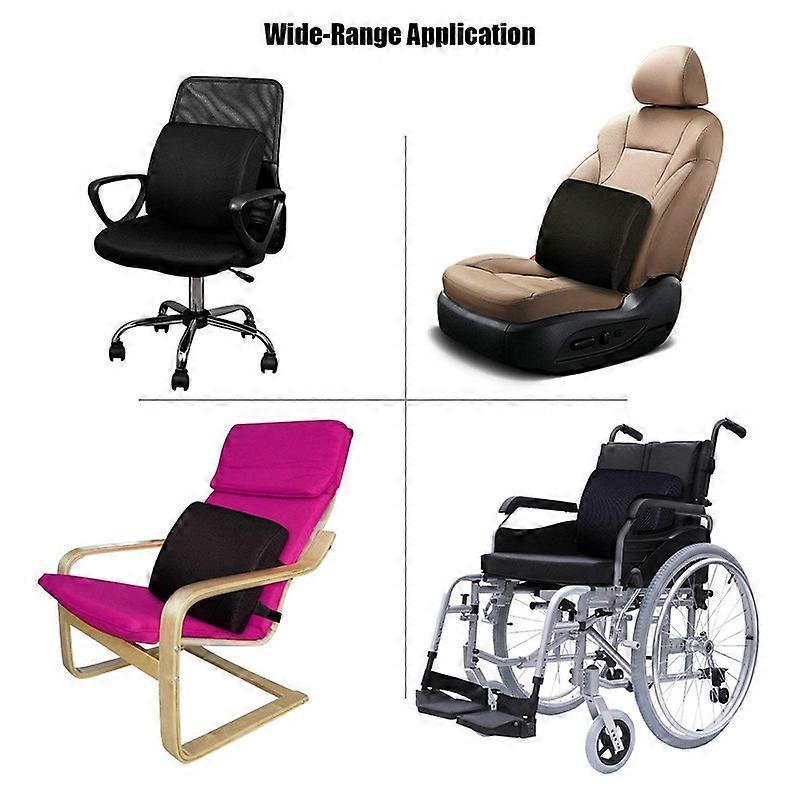 Memory Foam Lumbar Cushion Posture Corrector Vehicle Seat Home Office Chair (Black) - Image 2