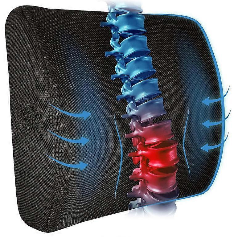 Memory Foam Lumbar Cushion Posture Corrector Vehicle Seat Home Office Chair (Black) - Image 3