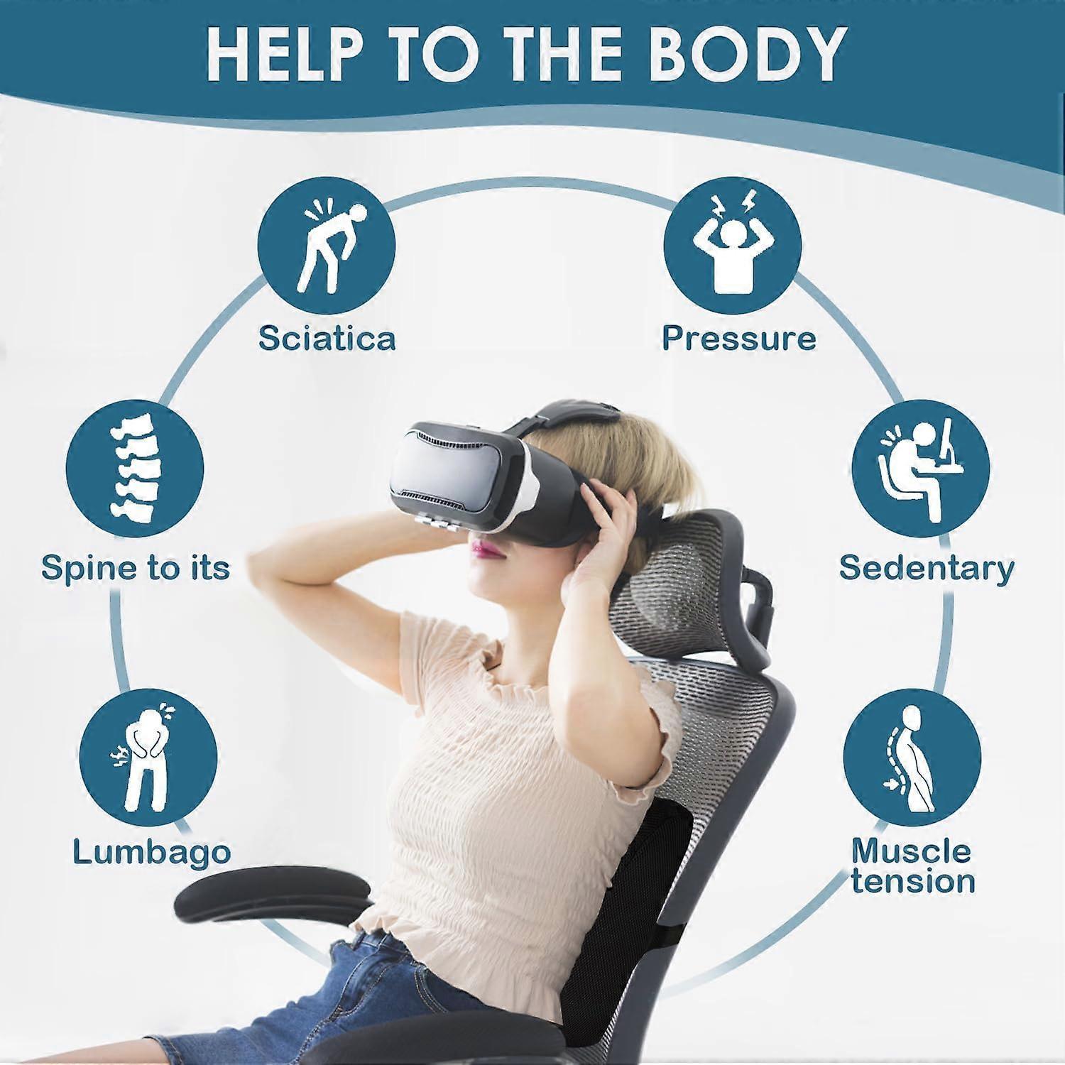 Memory Foam Lumbar Cushion Posture Corrector Vehicle Seat Home Office Chair (Black) - Image 5