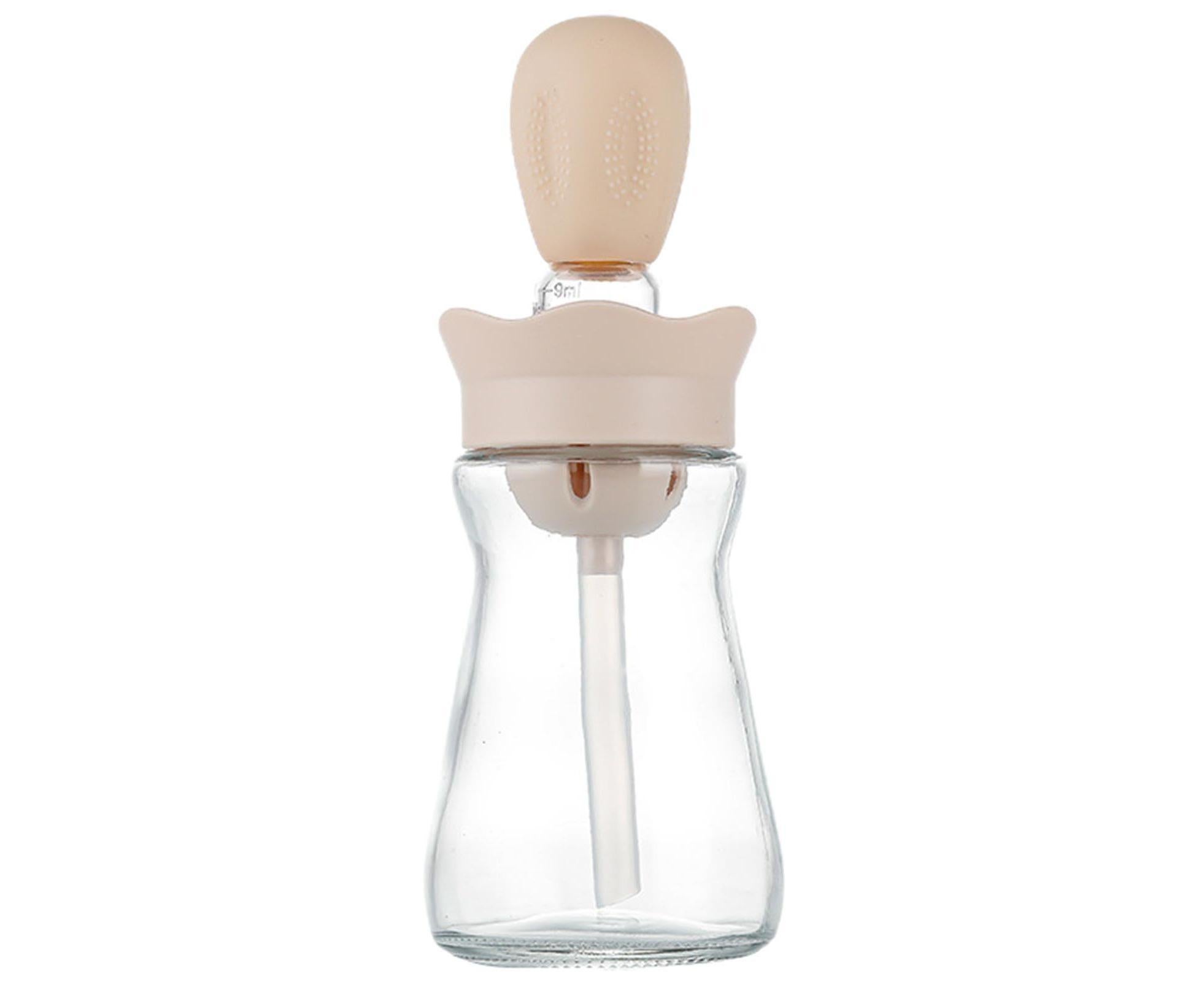 200ML 2 in 1 Glass Oil Bottle with Silicone Brush-Pink - Image 1