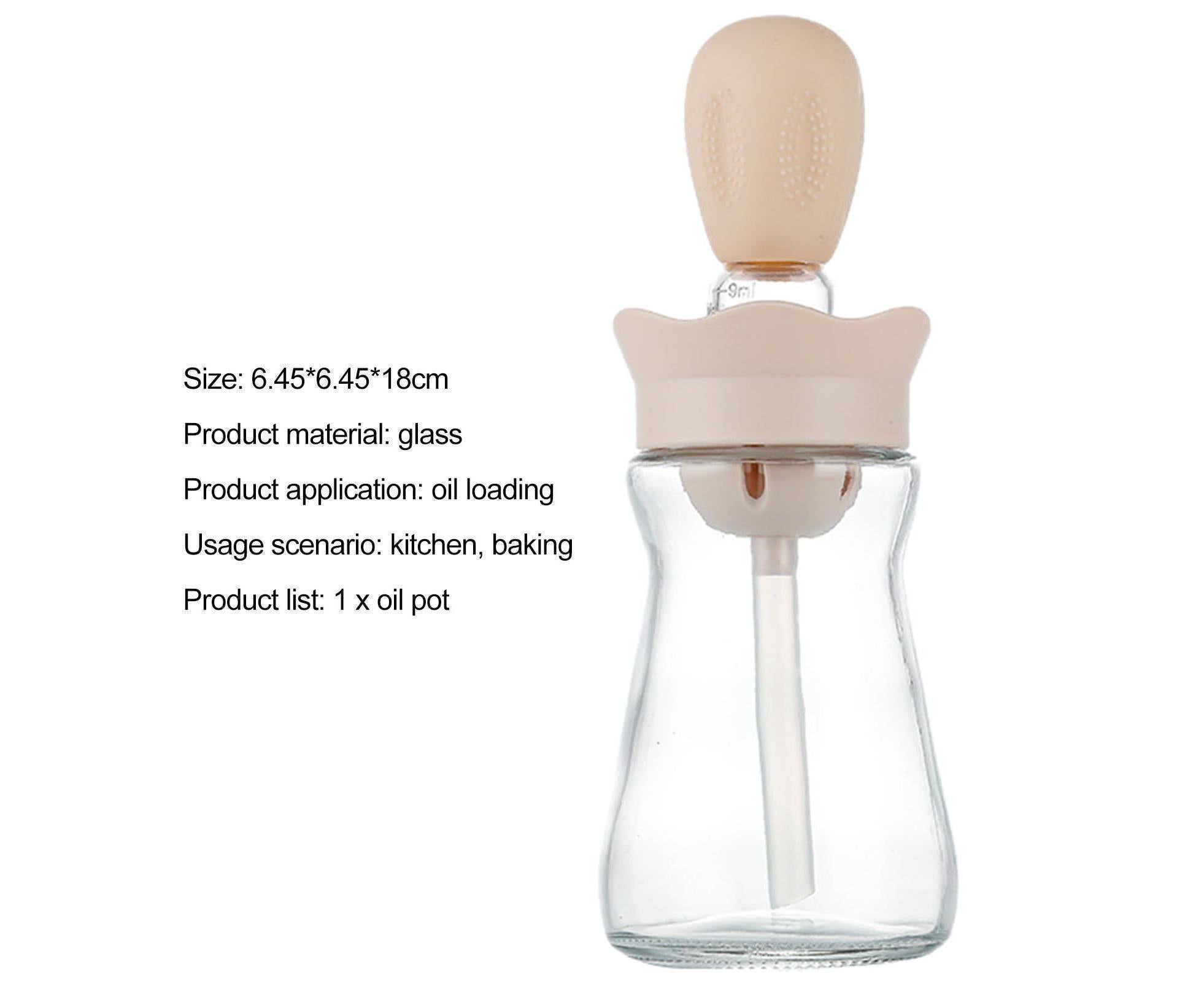 200ML 2 in 1 Glass Oil Bottle with Silicone Brush-Pink - Image 2