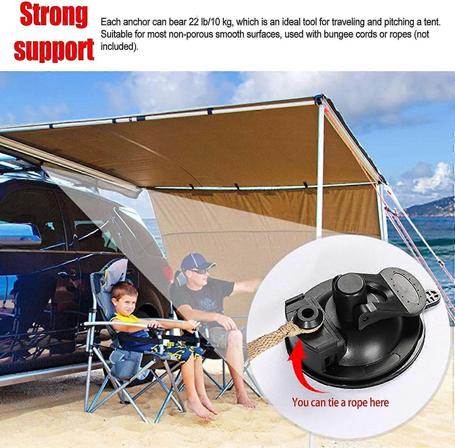 3Pcs Heavy Duty Suction Cups, Car Tie Down Hook, Camping Tarp Accessory with security Hook, Strong Power for Camping, Traveling and Other Outdoor Activi - Image 4