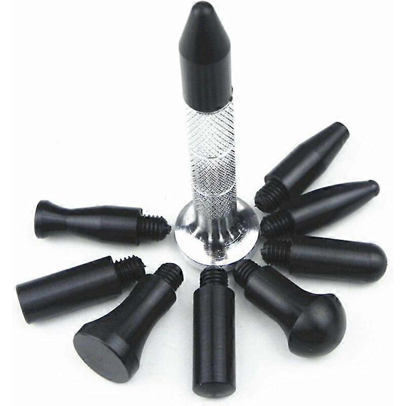 Auto Parts Repair Tip, Lightweight Rubber Car Stripper Pen with 9 Replacement Heads for Motorcycle Black Silver - Image 1