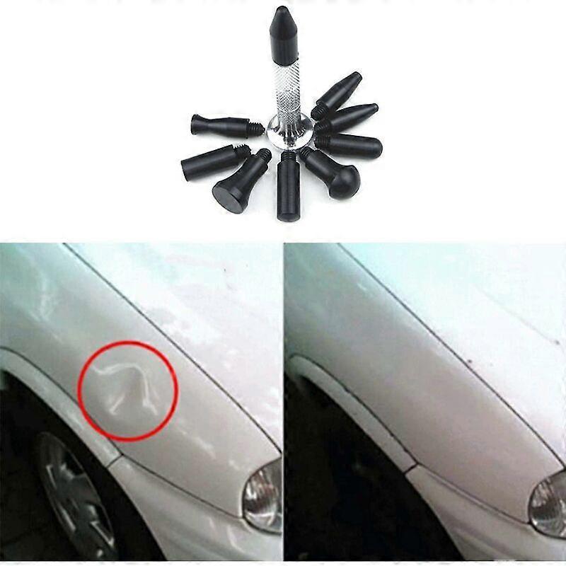 Auto Parts Repair Tip, Lightweight Rubber Car Stripper Pen with 9 Replacement Heads for Motorcycle Black Silver - Image 4